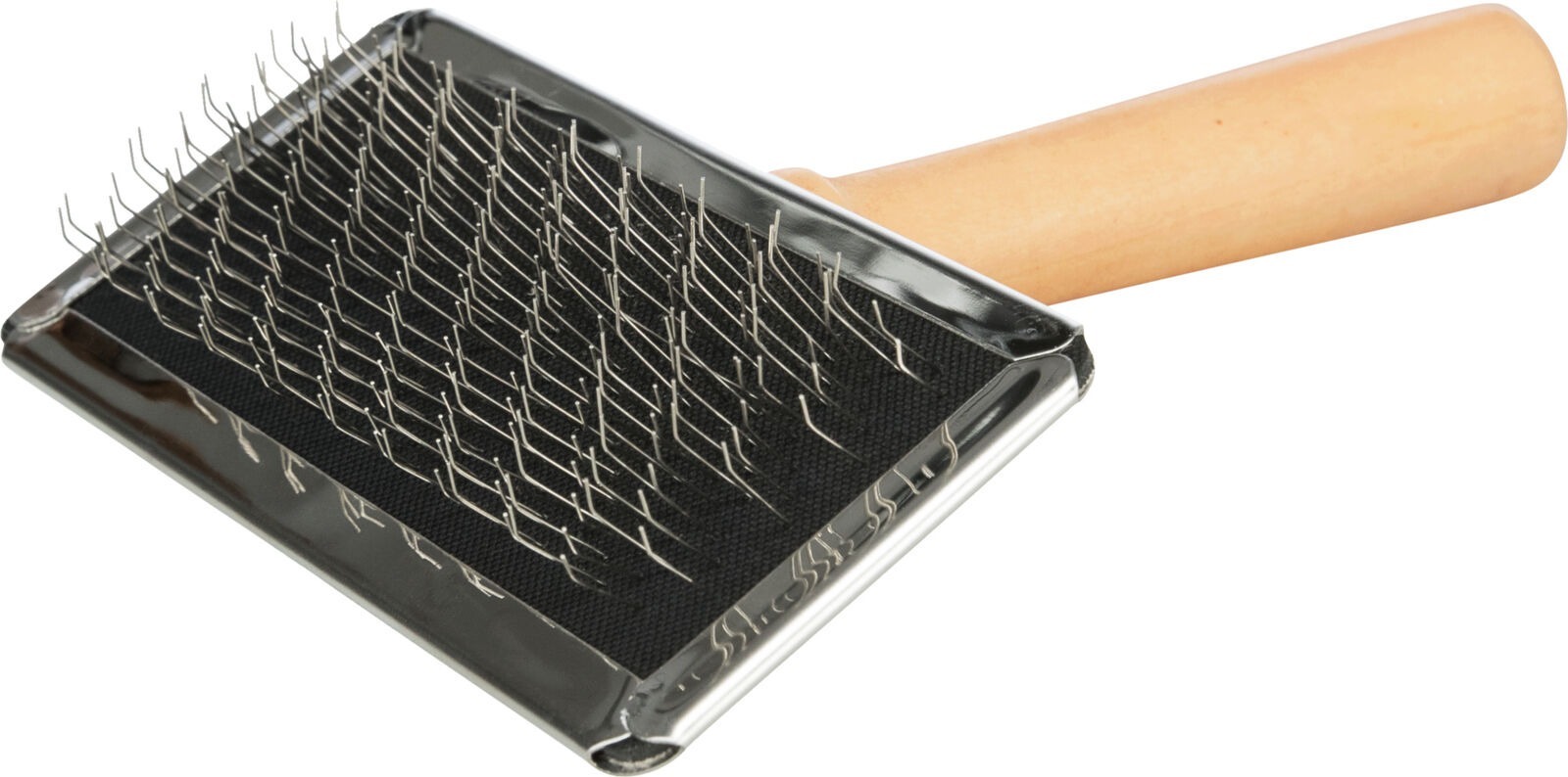 Пуходерка для собак Trixie мягкая деревянная ручка с металлической щетиной 6х13см фото 2