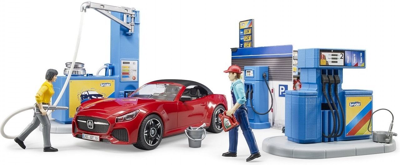 Набор Bruder - АЗС с автомойкой, автомобилем Roadster и фигурками (62111) фото 5