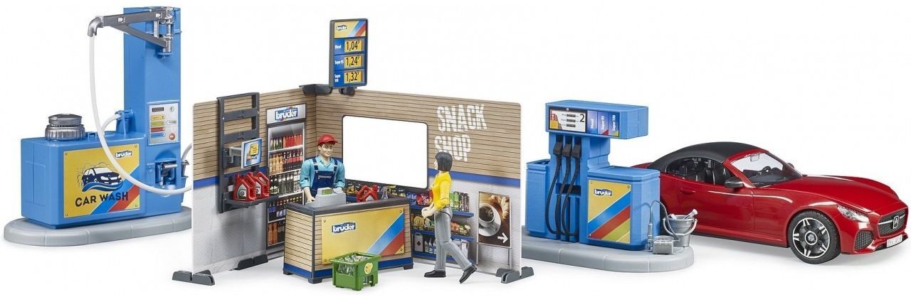 Набор Bruder - АЗС с автомойкой, автомобилем Roadster и фигурками (62111) фото 2