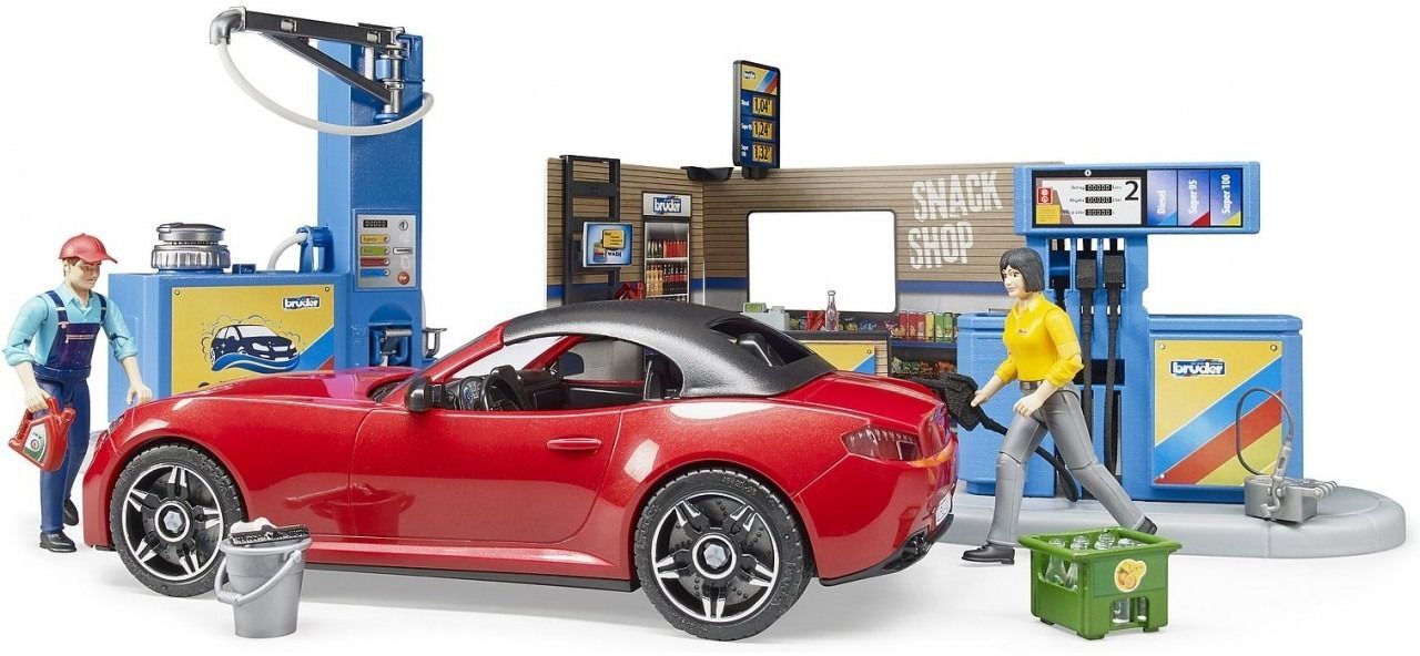 Набор Bruder - АЗС с автомойкой, автомобилем Roadster и фигурками (62111) фото 4