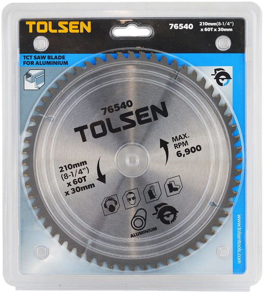 Диск пиляльний Tolsen по алюмінію, 210х60Tх30мм (76540)фото2