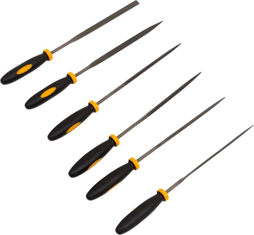 Надфили по металлу Tolsen, набор 6шт, алмазные, диаметр 3мм, двухкомпонентная рукоятка, 100мм (32046) фото 2