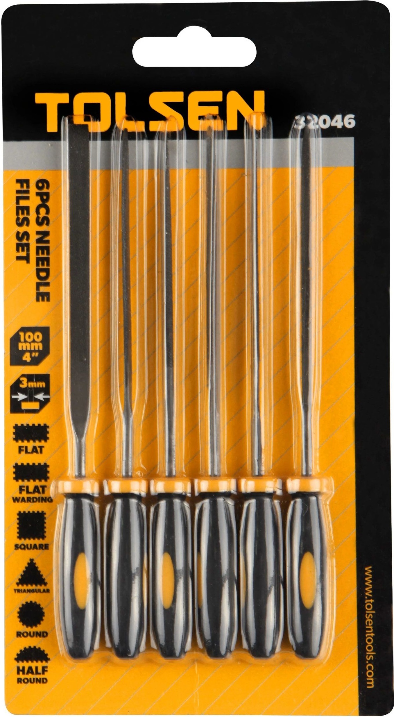 Надфили по металлу Tolsen, набор 6шт, алмазные, диаметр 3мм, двухкомпонентная рукоятка, 100мм (32046) фото 4