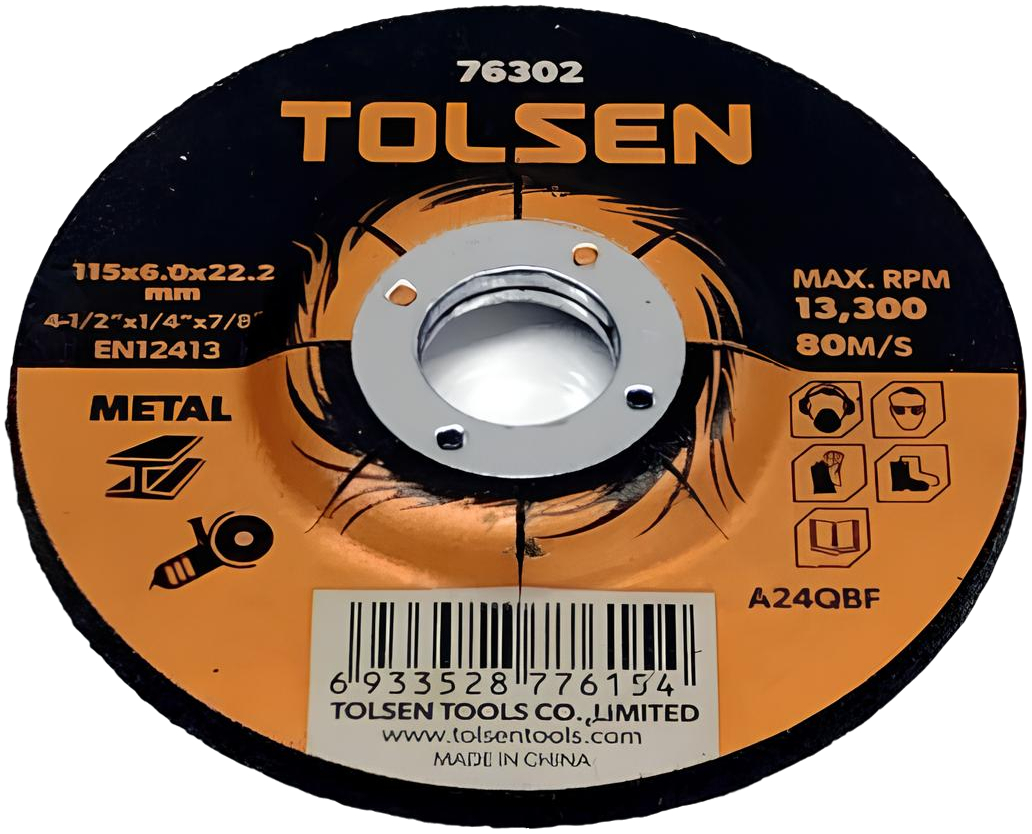 Диск шліфувальний Tolsen по металу, 115х6.0х22.2мм (76302T)фото
