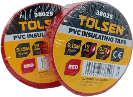 Лента изоляционная Tolsen, 9,15м, 19x0.13мм, красная (38025) фото 4