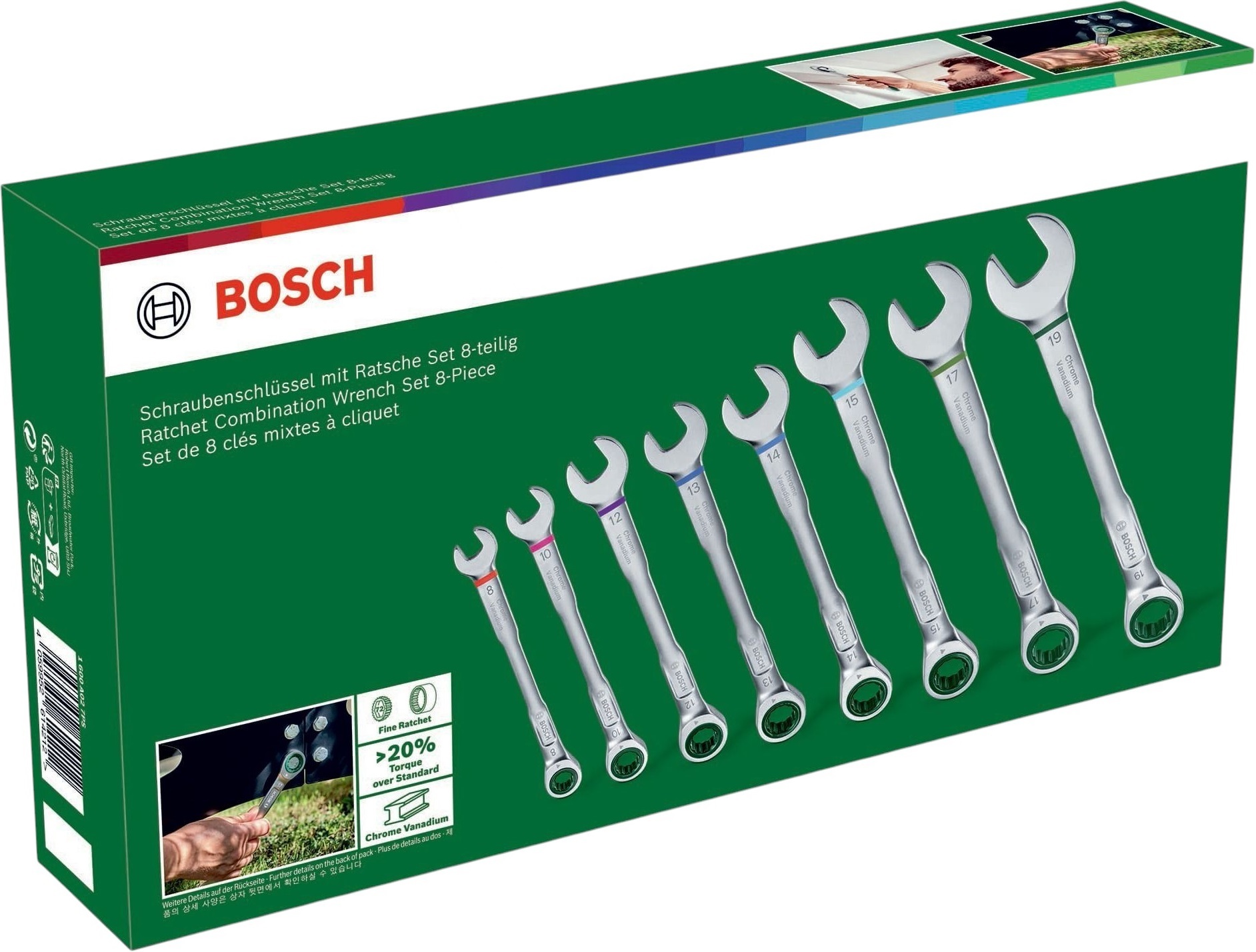 Набір ключів комбінованих Bosch 8-19мм, 8 шт. (1.600.A02.7PS)фото12