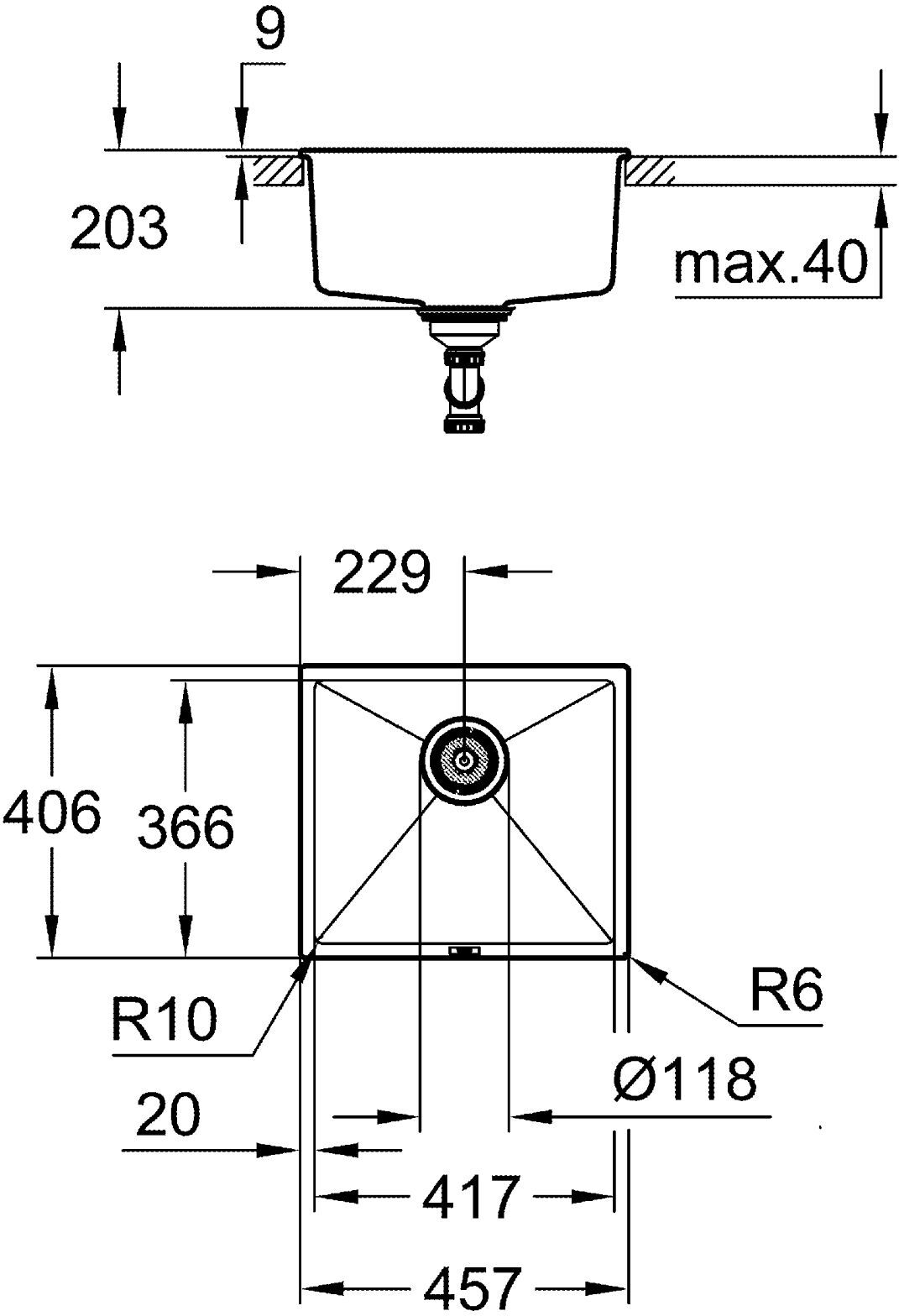 Набір для кухні Grohe 4 в 1 K700U 31653AP0+30270GN0+0535GN0+40997GN0, чорний граніт + матовий прохолодний схід сонцяфото6