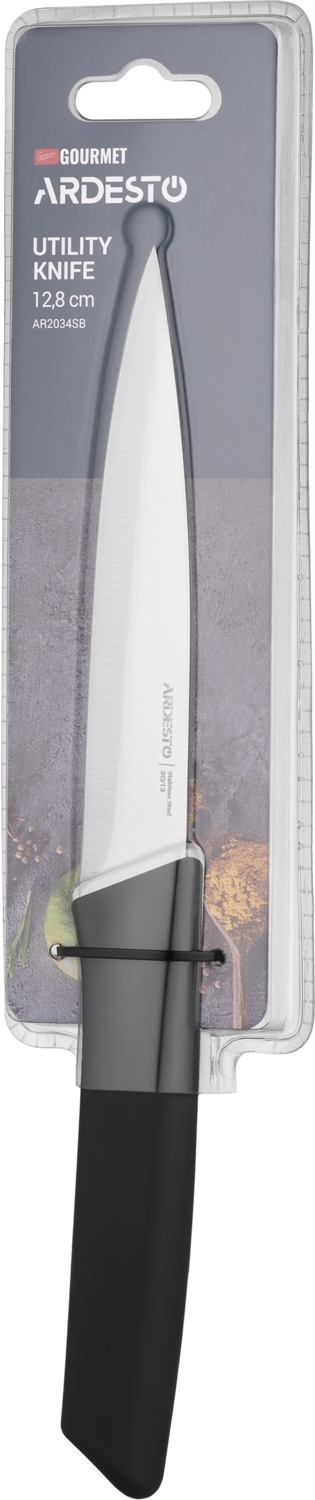 Кухонний ніж універсальний Ardesto Gemini Gourmet, 12.8см, чорний (AR2034SB)фото