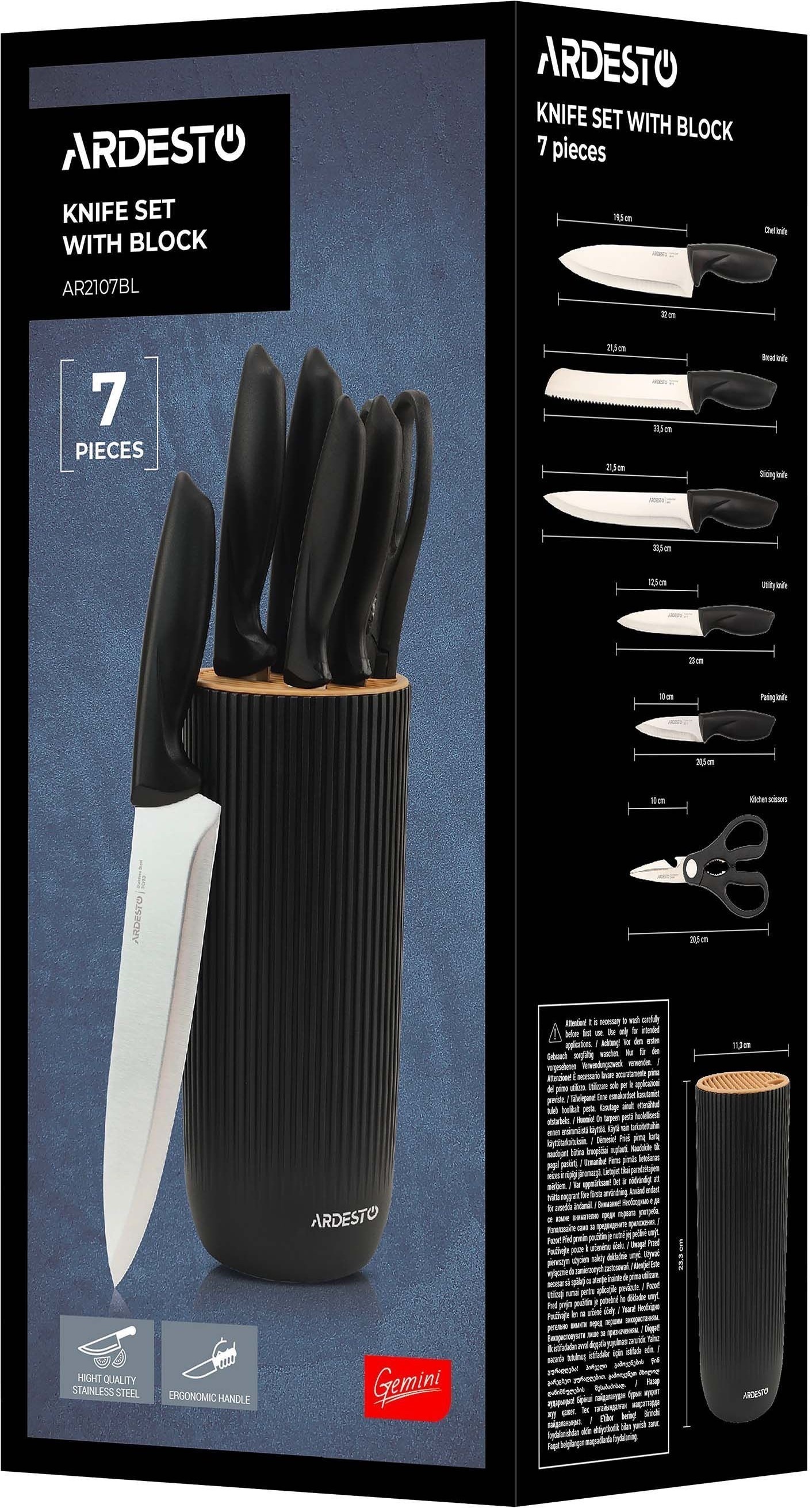 Набор ножей с блоком ARDESTO Gemini, 7 предметов, черный (AR2107BL) фото 12