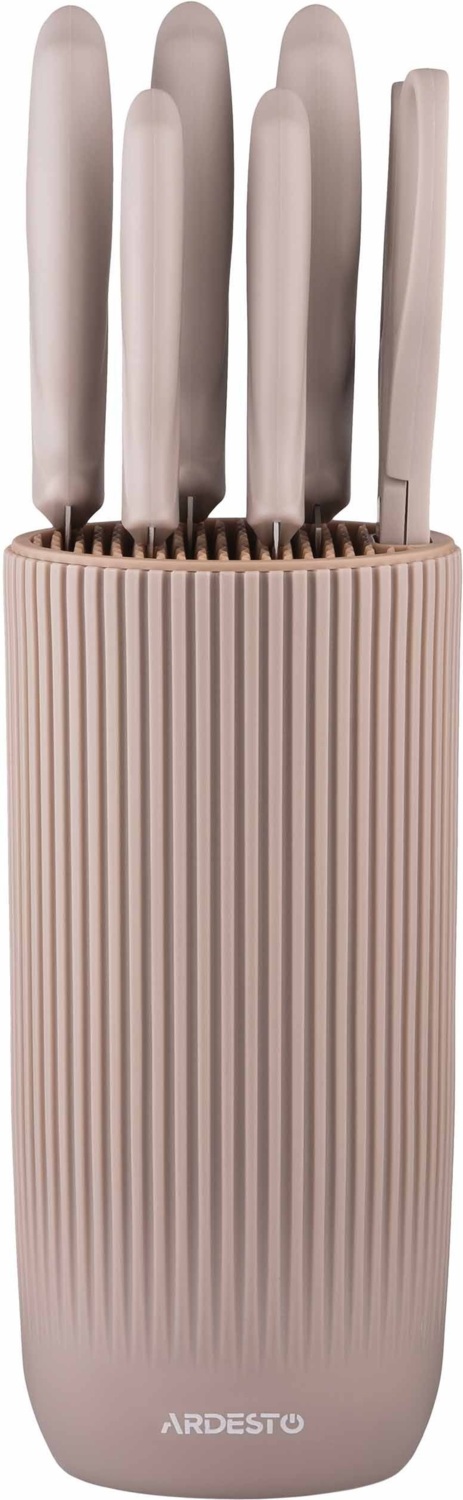 Набор ножей с блоком Ardesto Gemini, 7 предметов, бежевый (AR2107KH) фото