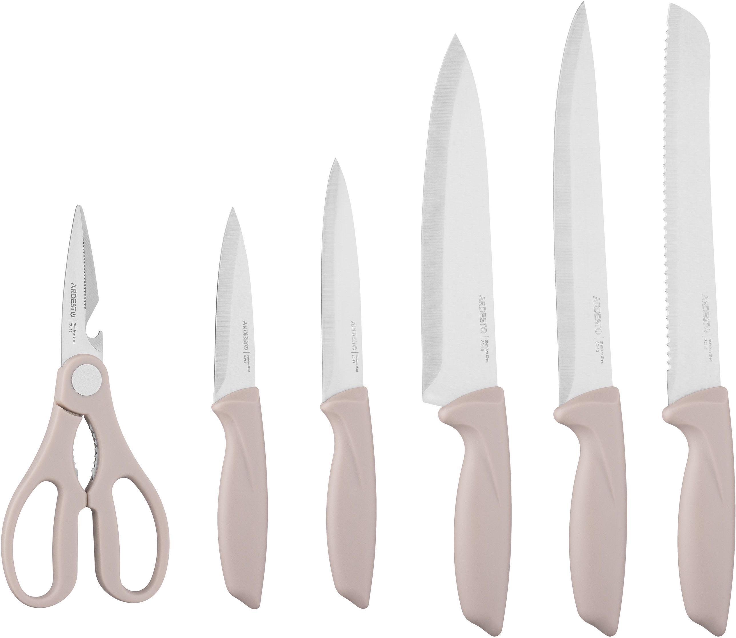 Набор ножей с блоком Ardesto Gemini, 7 предметов, бежевый (AR2107KH) фото 2