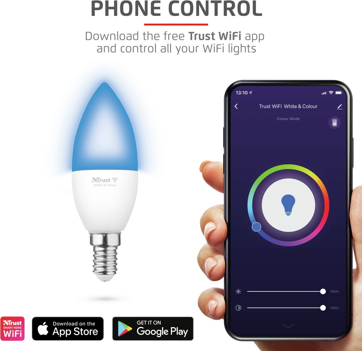 Лампа розумна Trust E14 470 Lumen, 1800-6500k, RGBCW, білий (71280_Trust)фото6