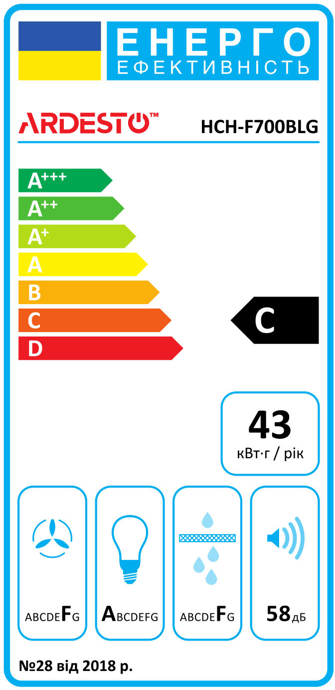 Вытяжка Ardesto HCH-F700BLG фото 3