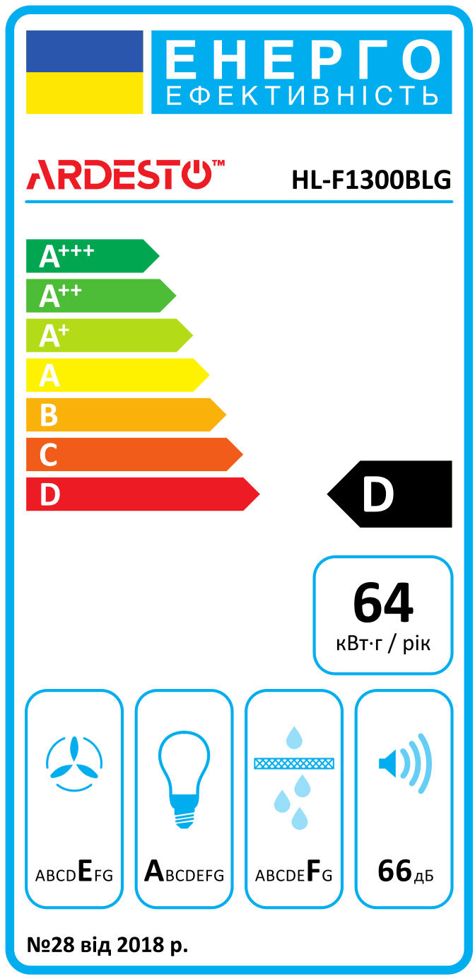 Вытяжка Ardesto HL-F1300BLG фото 3