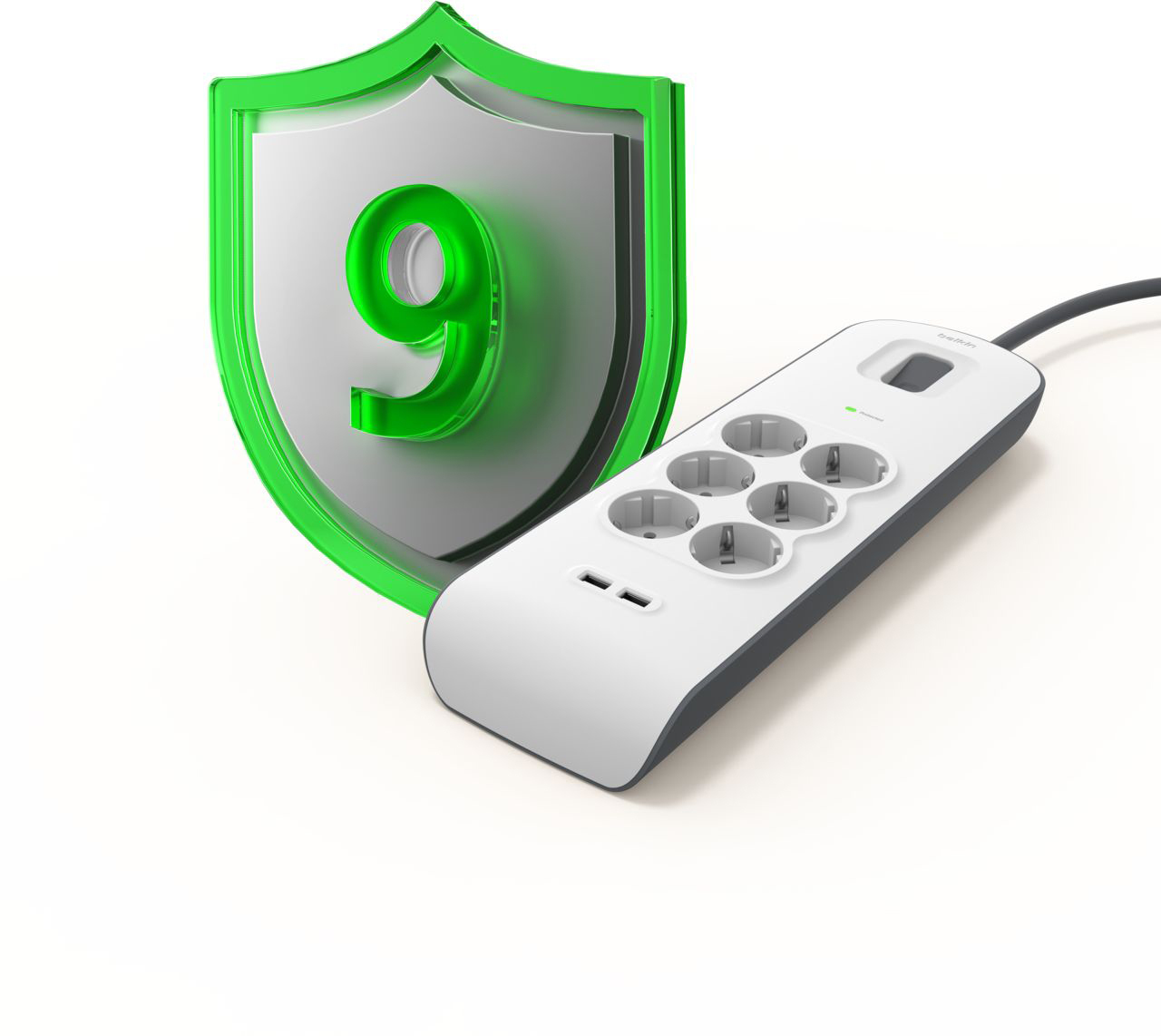 Сетевой фильтр Belkin 6хТип F, 2xUSB-A, 16А, защитой от перенапряжения (BSV604VF2M-V2) фото 