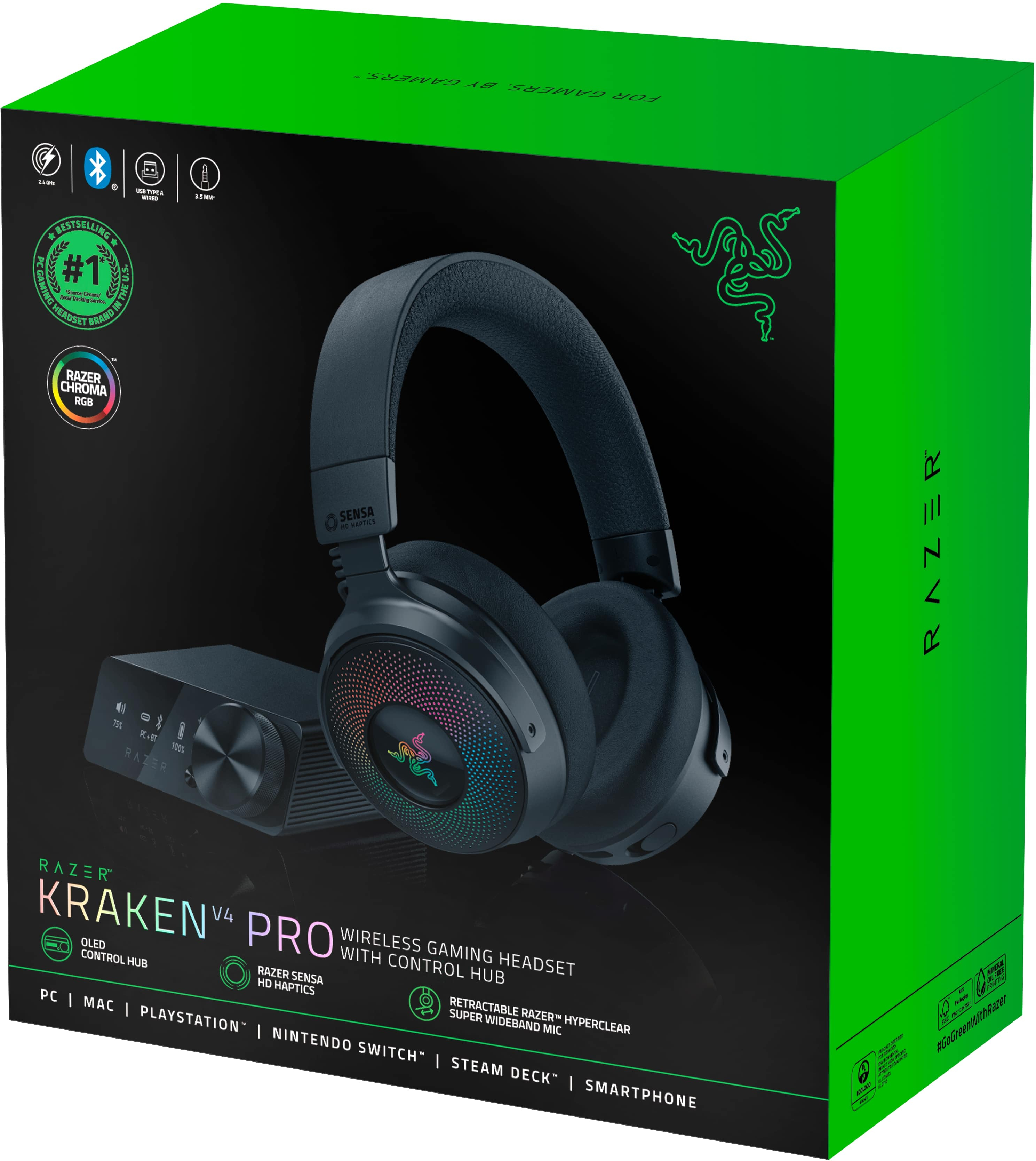 Игровая гарнитура Razer Kraken V4 Pro mini-jack/USB-A/BT/WL Black (RZ04-05160100-R3M1) фото 11