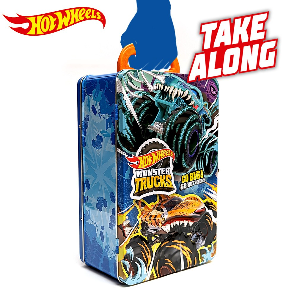 Металлический контейнер для хранения машинок "Monster Trucks" Hot Wheels (HWCC21) фото