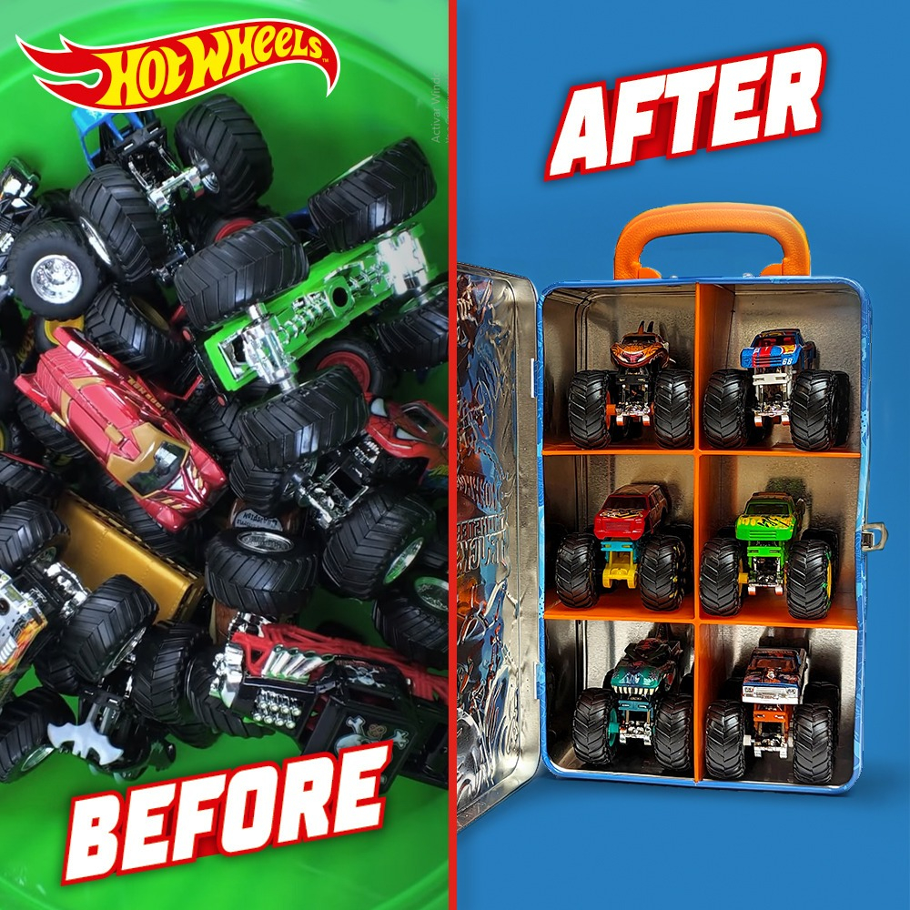 Металлический контейнер для хранения машинок "Monster Trucks" Hot Wheels (HWCC21) фото