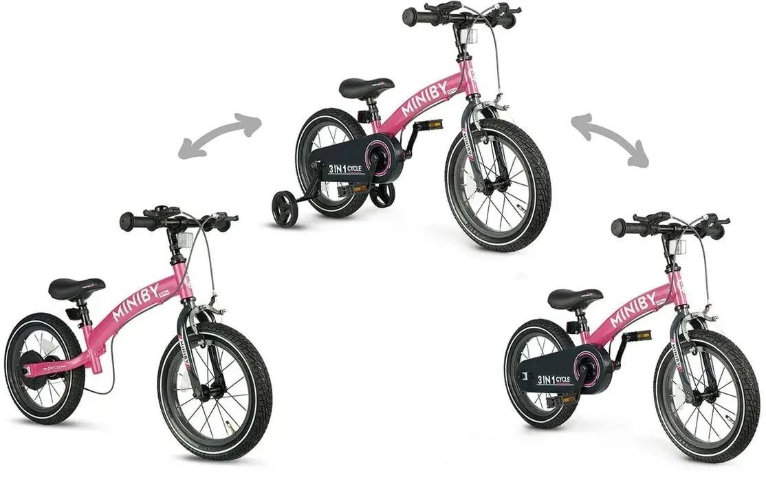 Велосипед-беговел QPLAY Miniby 3-в-1 розовый (CB01MiniByPink) фото 5