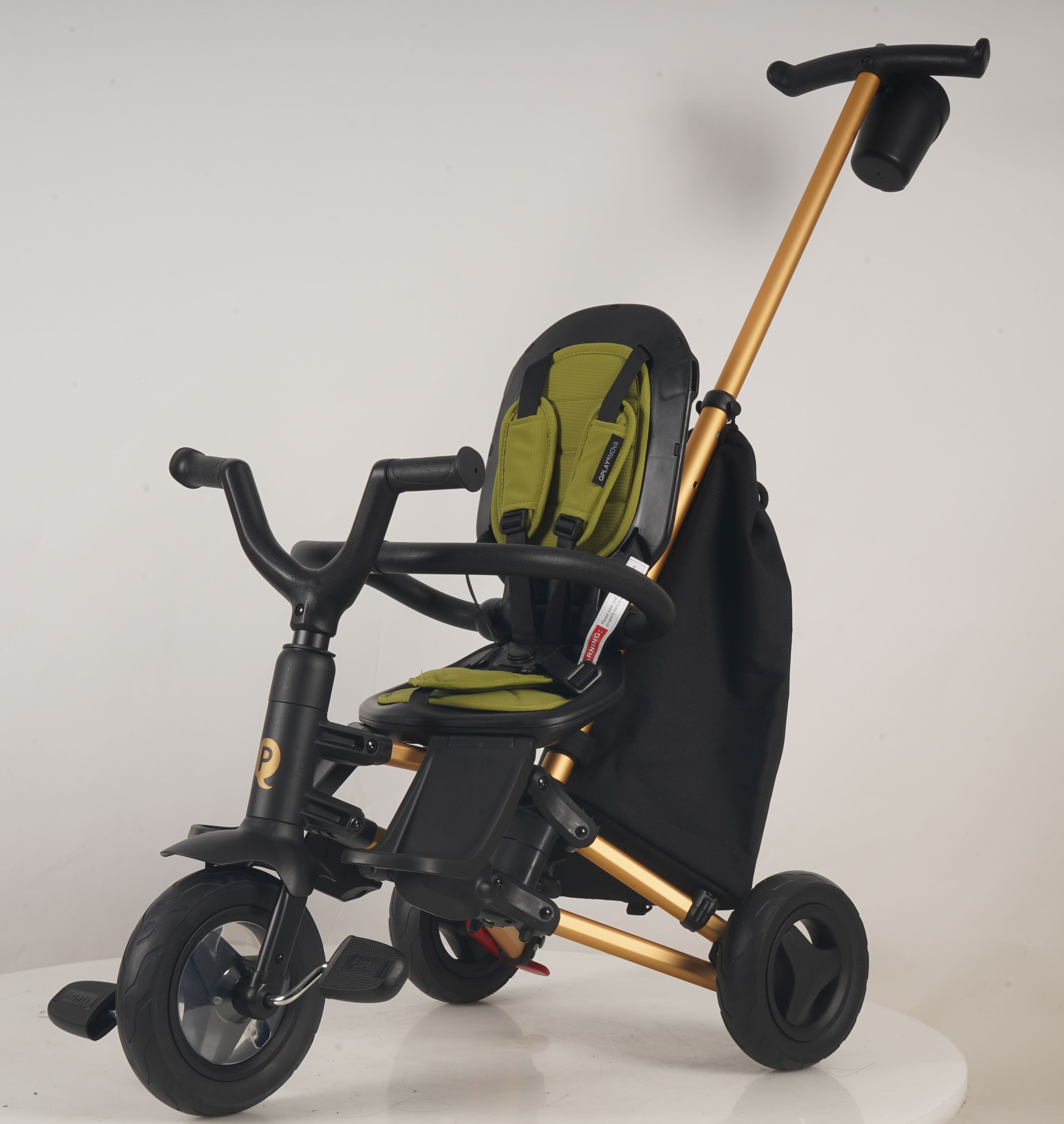 Велосипед складной трехколесный детский Nova+ Rubber Military Green-Gold (S700-13Nova+RubberGreenGo) фото 4