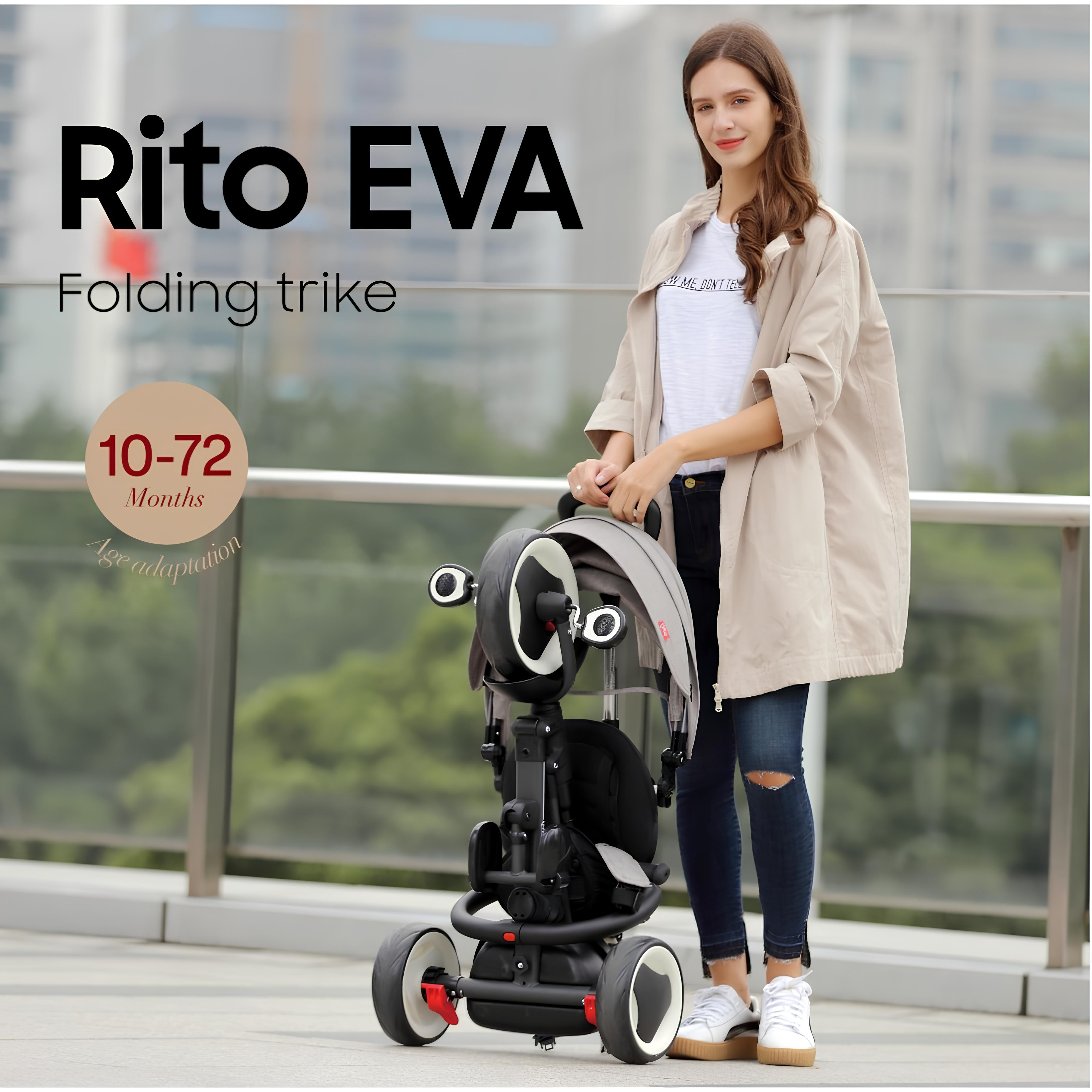 Велосипед трехколесный QPLAY Rito EVA складной черный (S380-7Black) фото 6