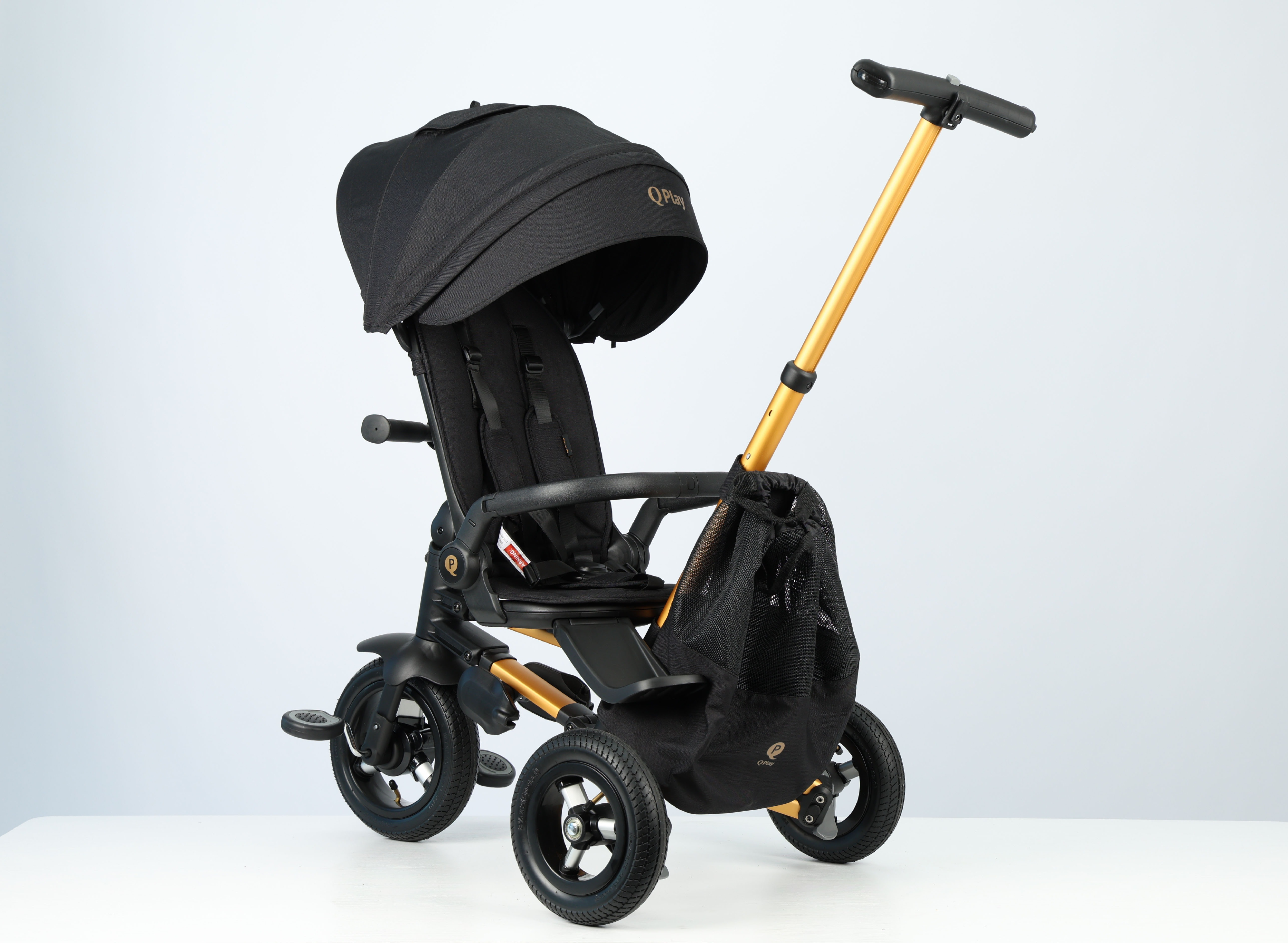 Велосипед трехколесный QPLAY Nova Pro складной черно-золотой (S800NovaProGoldBlack) фото 2