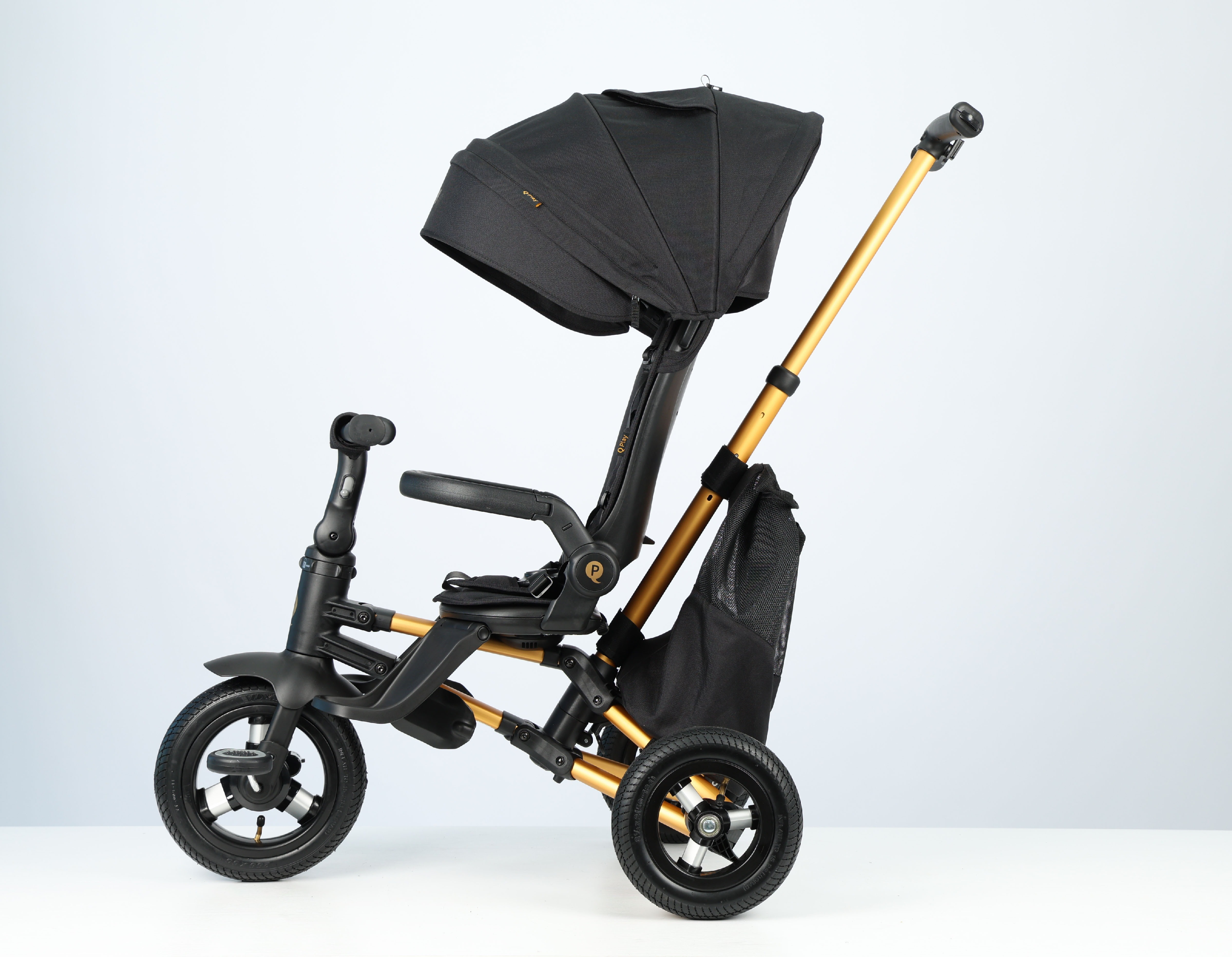 Велосипед трехколесный QPLAY Nova Pro складной черно-золотой (S800NovaProGoldBlack) фото 3