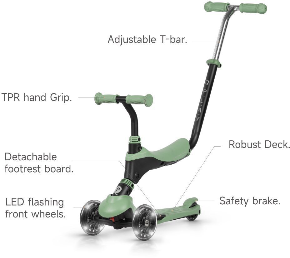 Самокат QPLAY Sema Pro 5-в-1 трехколесный Green (ST-004SemaProGeeen) фото 10