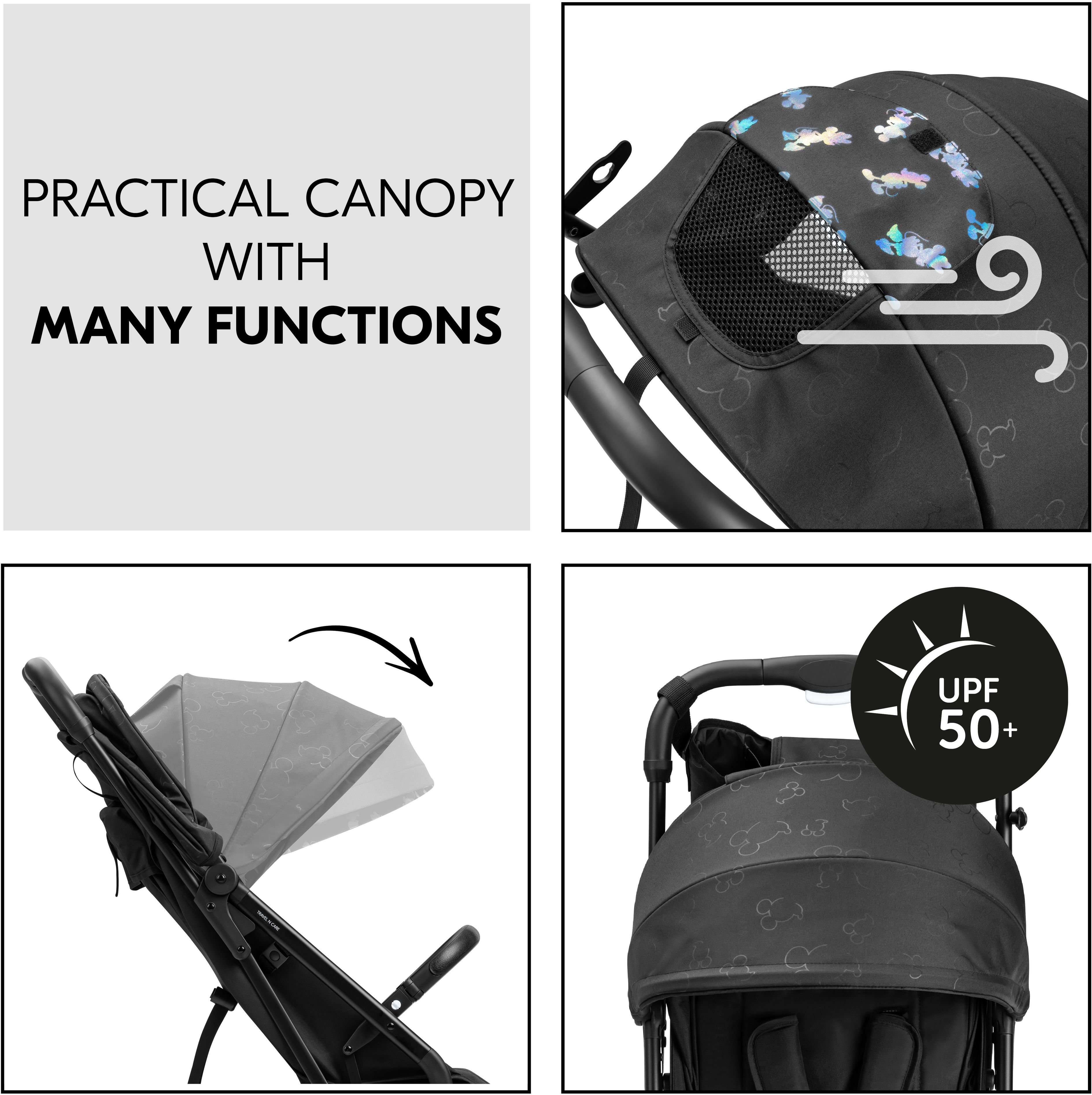 Коляска прогулянкова Hauck Travel N Care Disney 100 Black (16023-7)фото