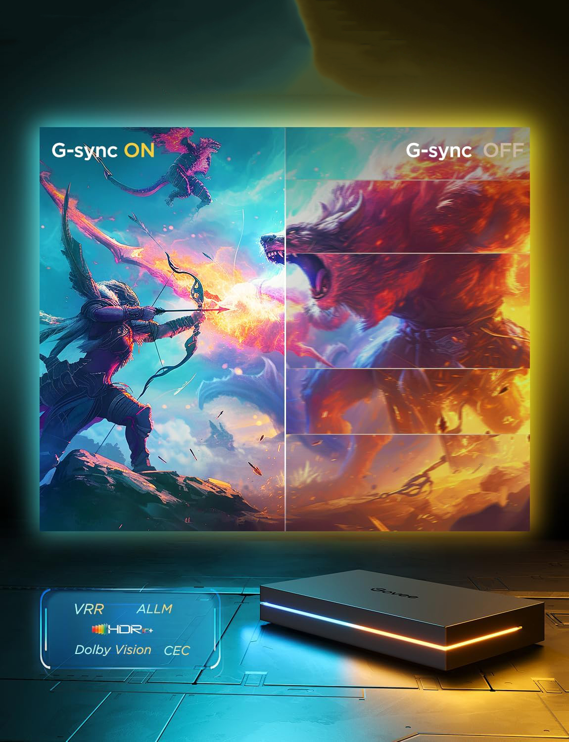 Набор подсветки Govee H8604 AI Sync Box Kit 2 55-65', RGBWIC, WI-FI/Bluetooth, черный (H8604C12) фото 3