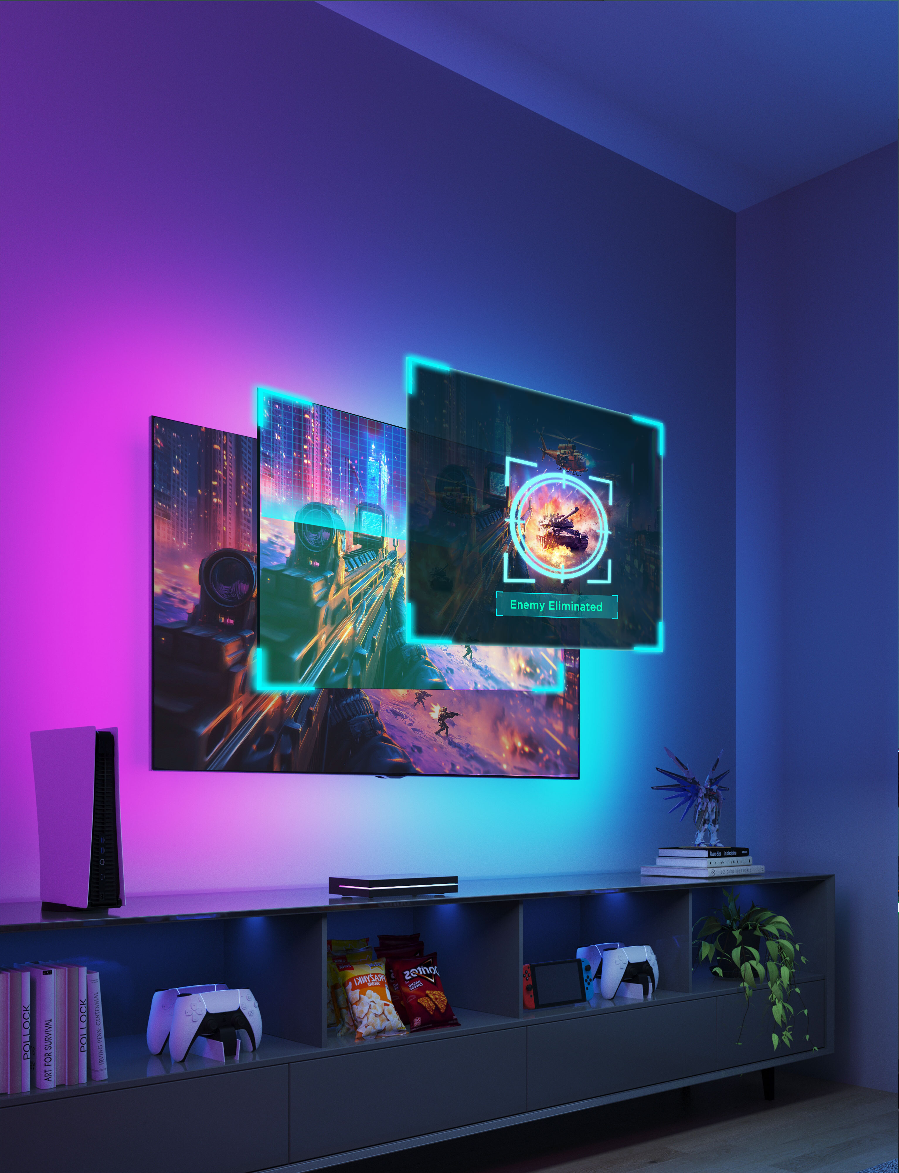 Набір підсвічування Govee H8604 AI Sync Box Kit 55-65', RGBWIC, WI-FI/Bluetooth, чорний (H8604C12)фото