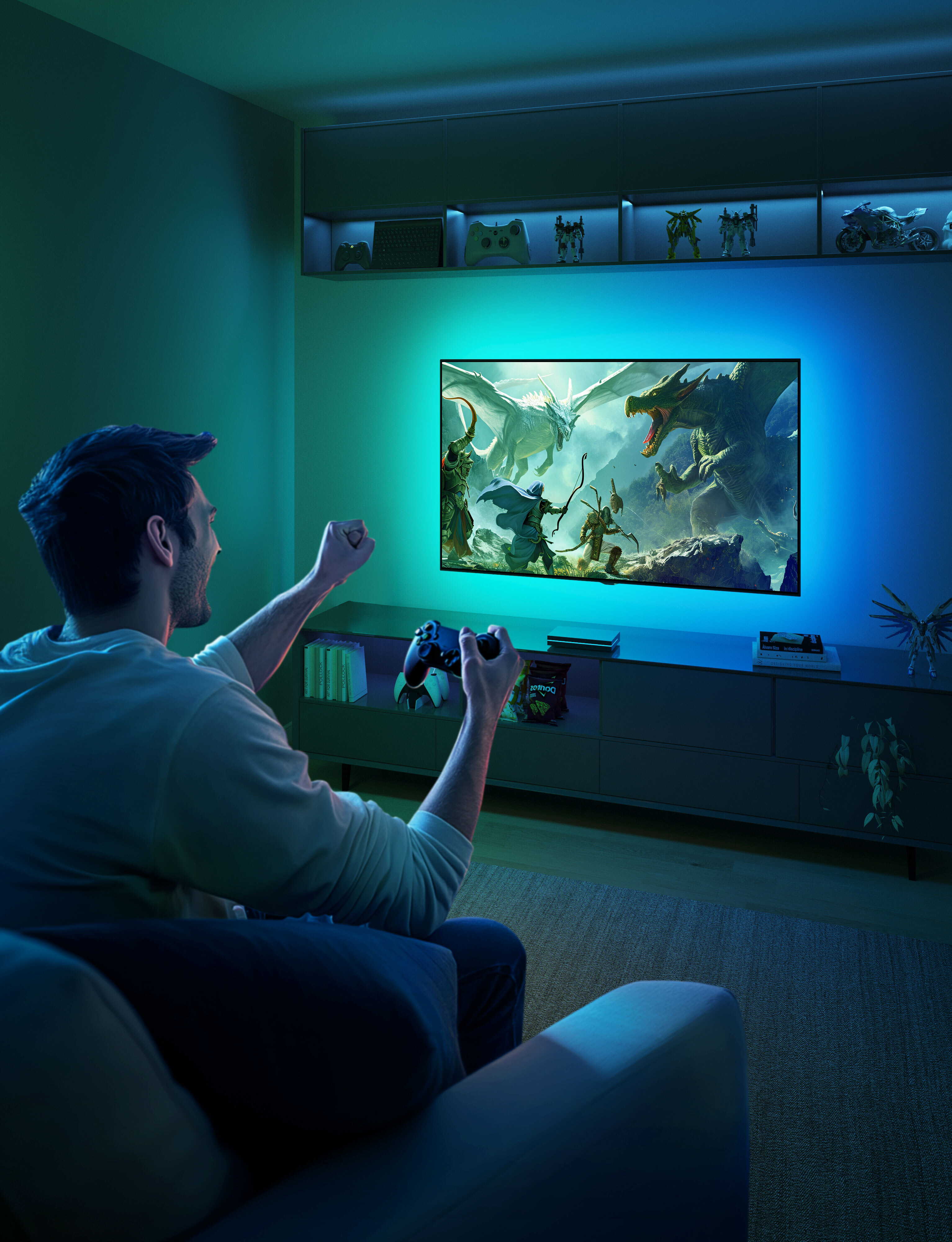 Набір підсвічування Govee H8604 AI Sync Box Kit 55-65', RGBWIC, WI-FI/Bluetooth, чорний (H8604C12)фото