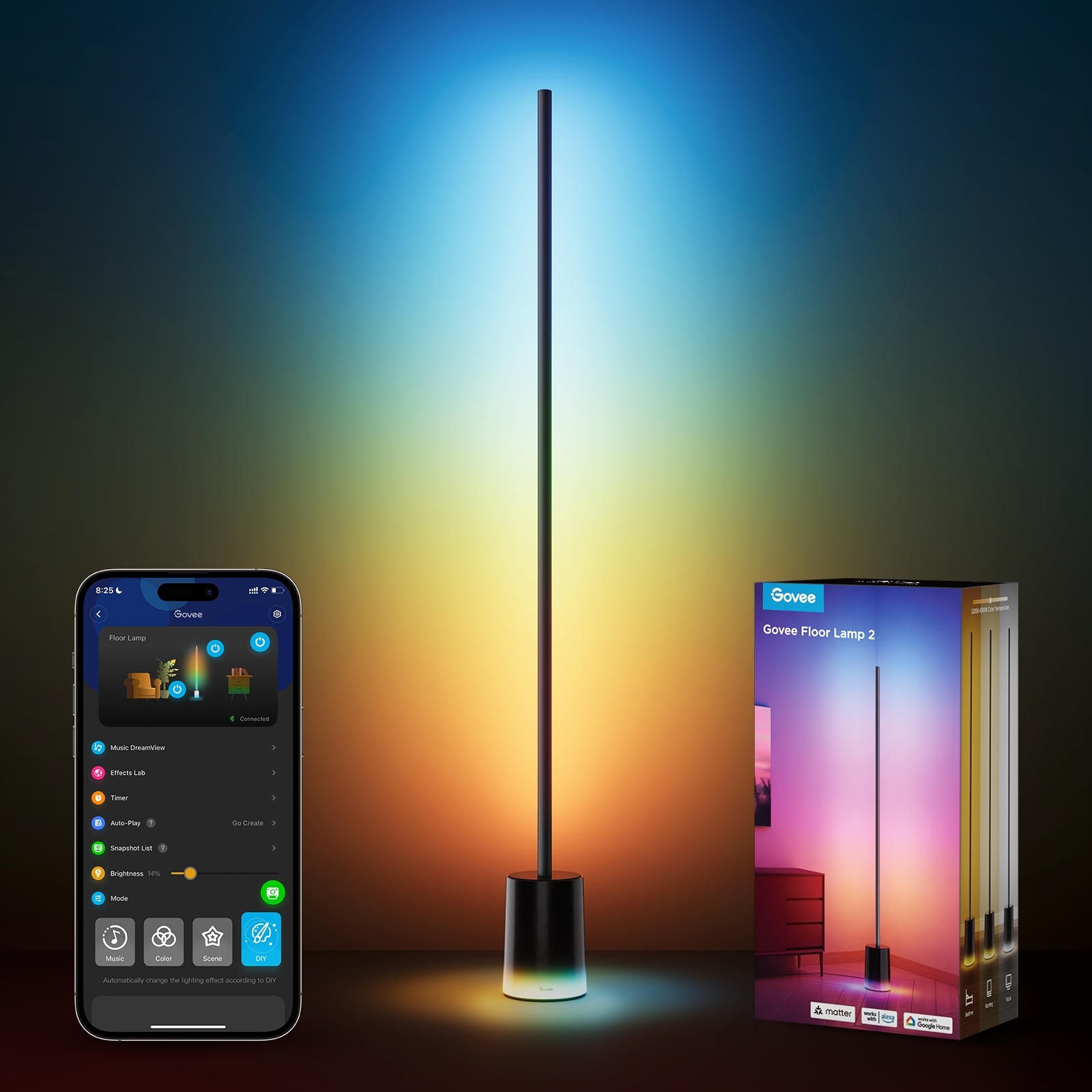 Торшер умный Govee H607C Floor Lamp 2, 1725Lm, RGBICWW, WI-FI/Bluetooth, черный (H607C311) фото 14