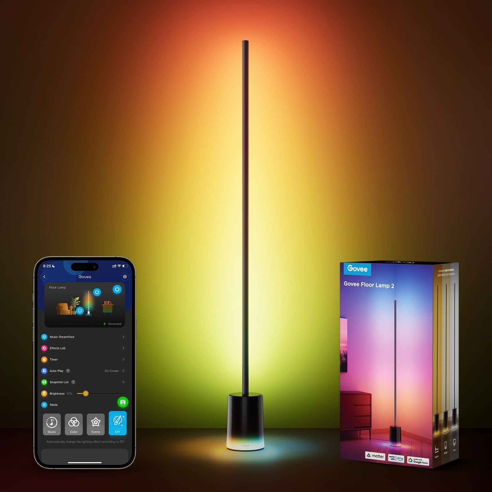 Торшер умный Govee H607C Floor Lamp 2, 1725Lm, RGBICWW, WI-FI/Bluetooth, черный (H607C311) фото 15