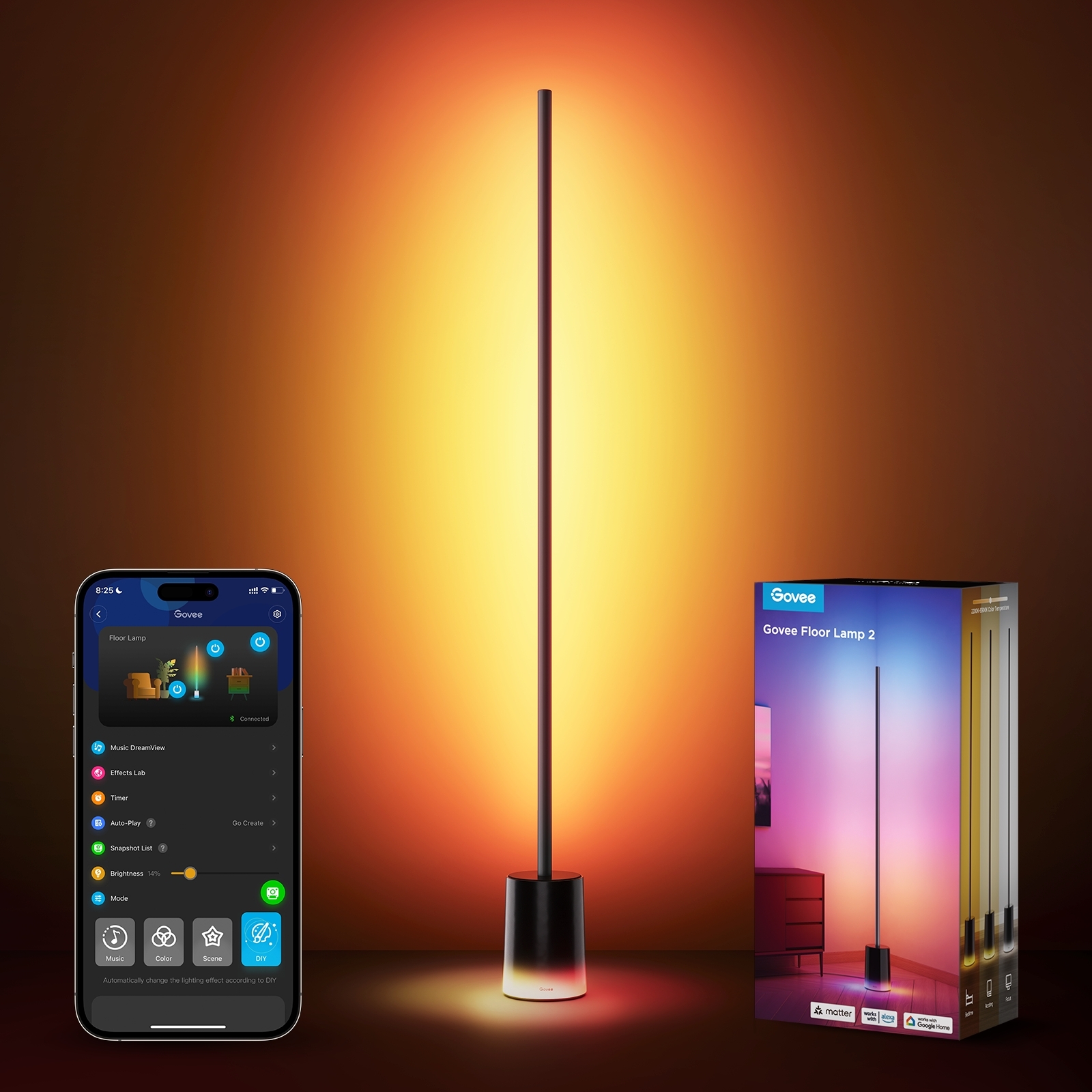 Торшер умный Govee H607C Floor Lamp 2, 1725Lm, RGBICWW, WI-FI/Bluetooth, черный (H607C311) фото 11