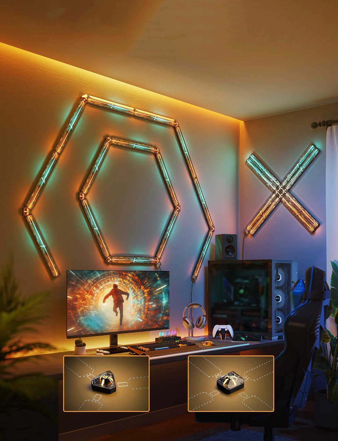 Набор светильников Govee H6063 Gaming Wall light Evangelion, 8шт, RGBIC, WI-FI/Bluetooth (H6063312) фото 5