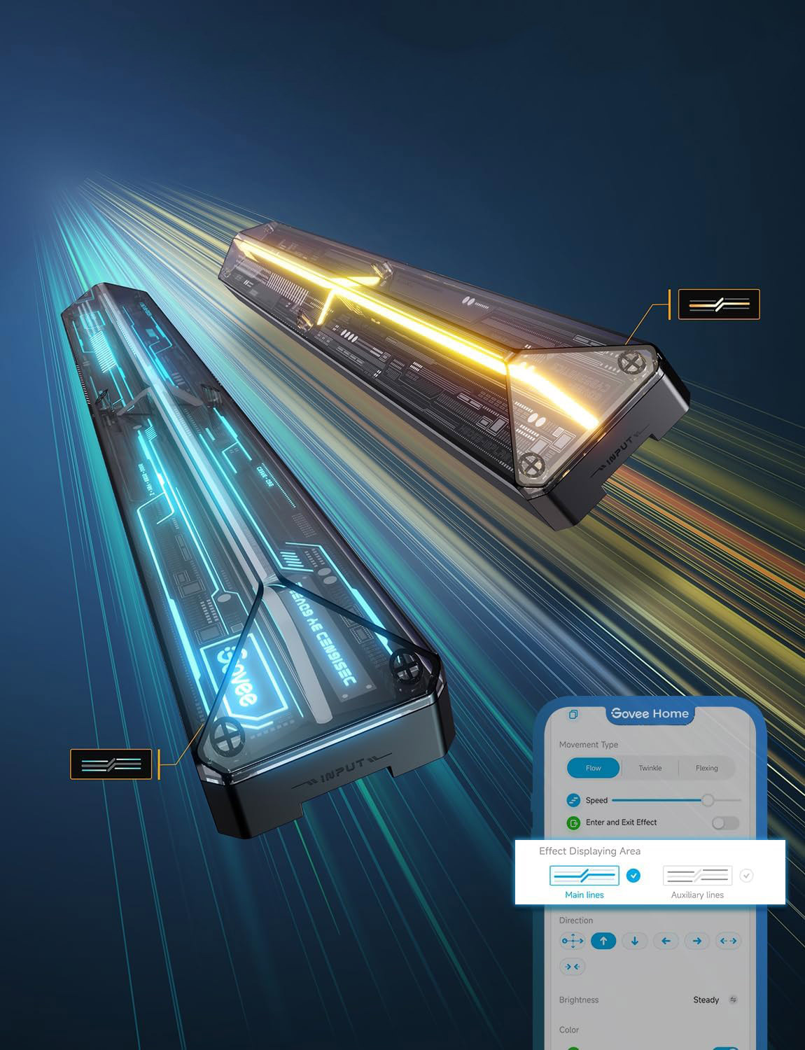 Набор светильников Govee H6063 Gaming Wall light Evangelion, 8шт, RGBIC, WI-FI/Bluetooth (H6063312) фото 6