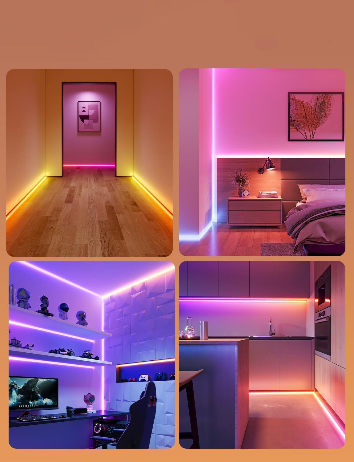 Лента светодиодная умная Govee H6641 Neon Rope Light for Wall Lining, 5м, білий (H66413D1) фото 4