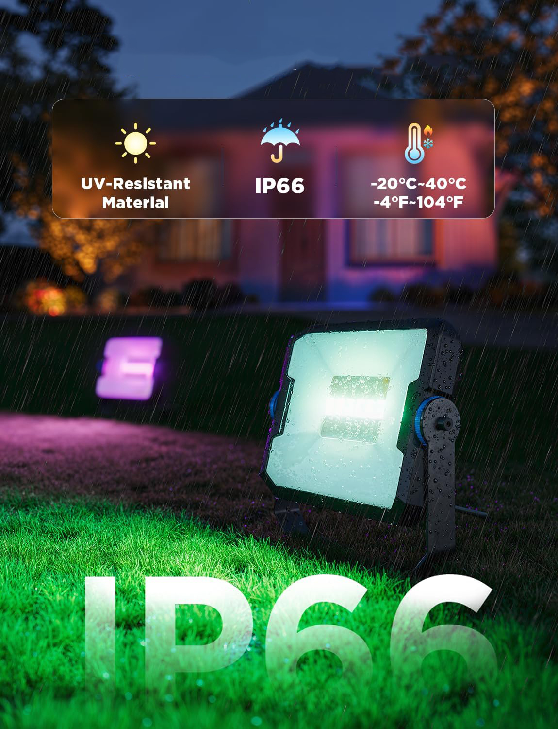 Набір настінних світильників Govee H8057 Outdoor FLood Lights, 4шт, RGBICWW, WI-FI/Bluetooth, Black (H8057C11)фото