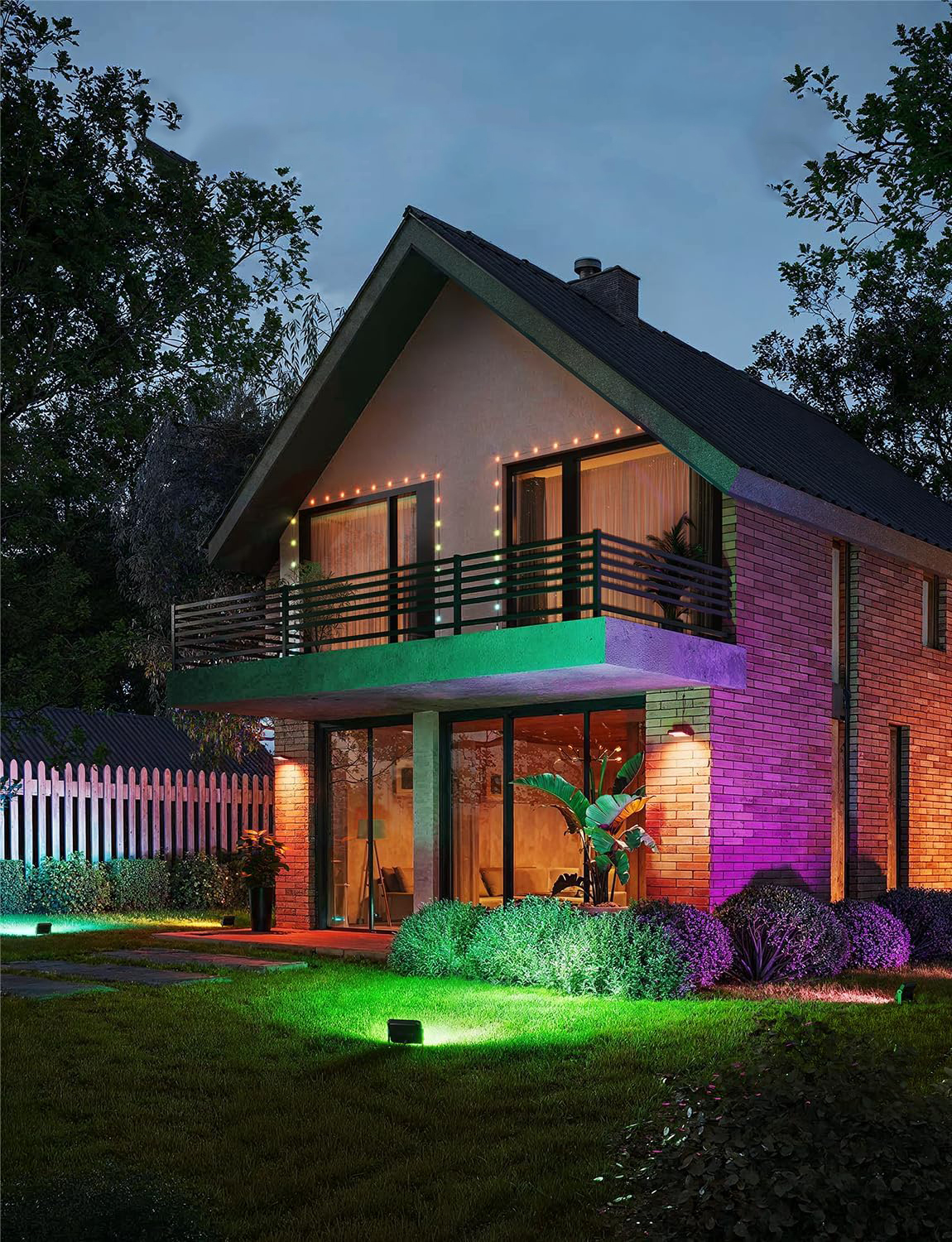 Набір настінних світильників Govee H8057 Outdoor FLood Lights, 4шт, RGBICWW, WI-FI/Bluetooth, Black (H8057C11)фото