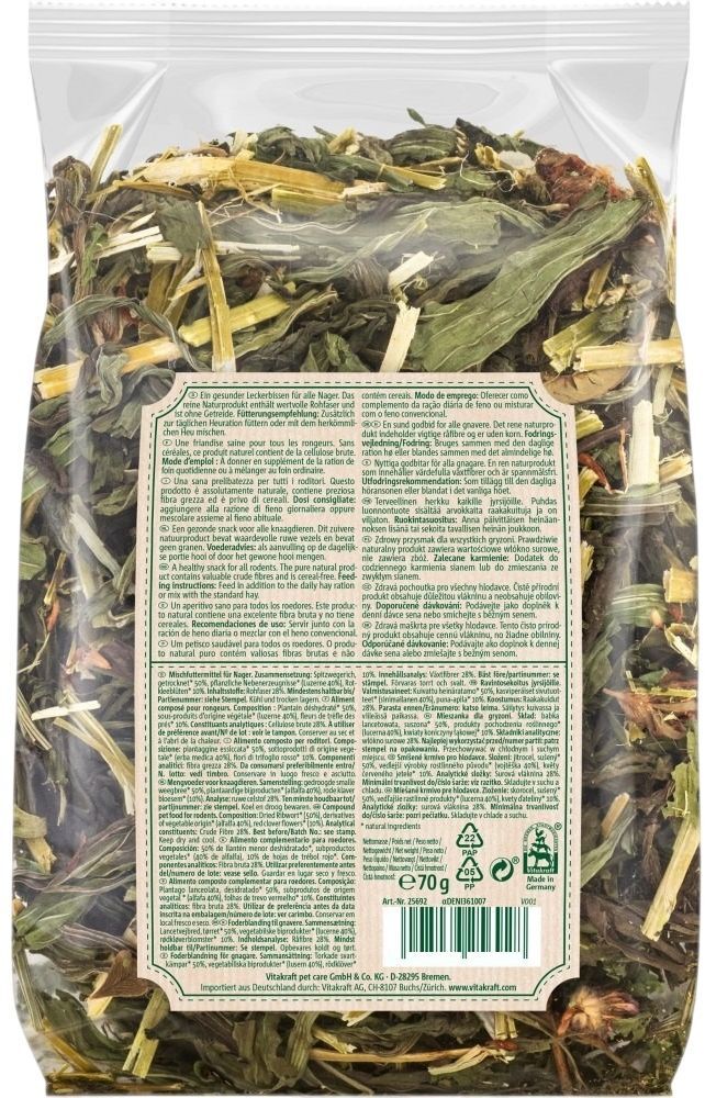 Корм для декоративных грызунов Vitakraft Vita Verde Nature Mix с подорожником и клевером 70 г фото 2