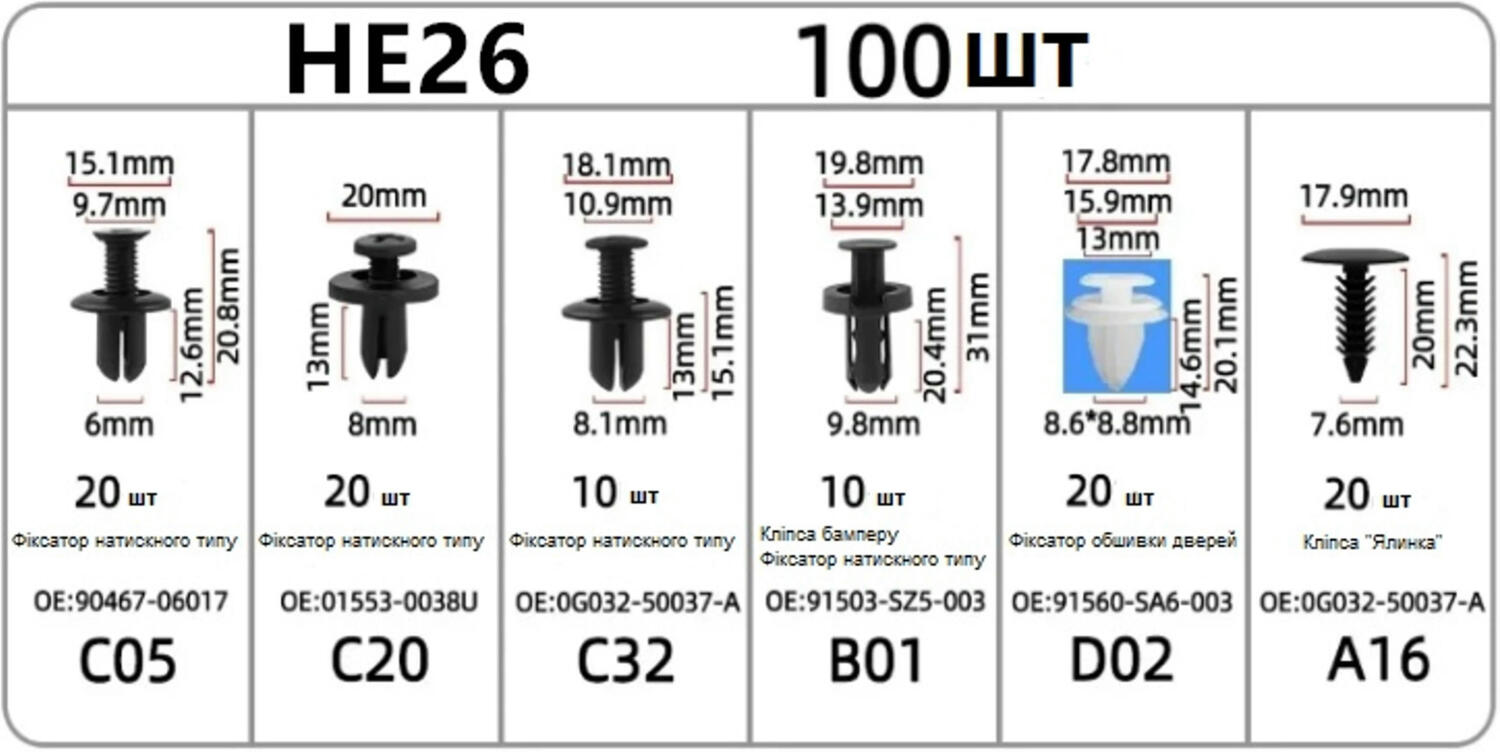 Комплект Poputchik инструменты для снятия обшивки + автомобильные клипсы 100шт (24-144/CG100) фото