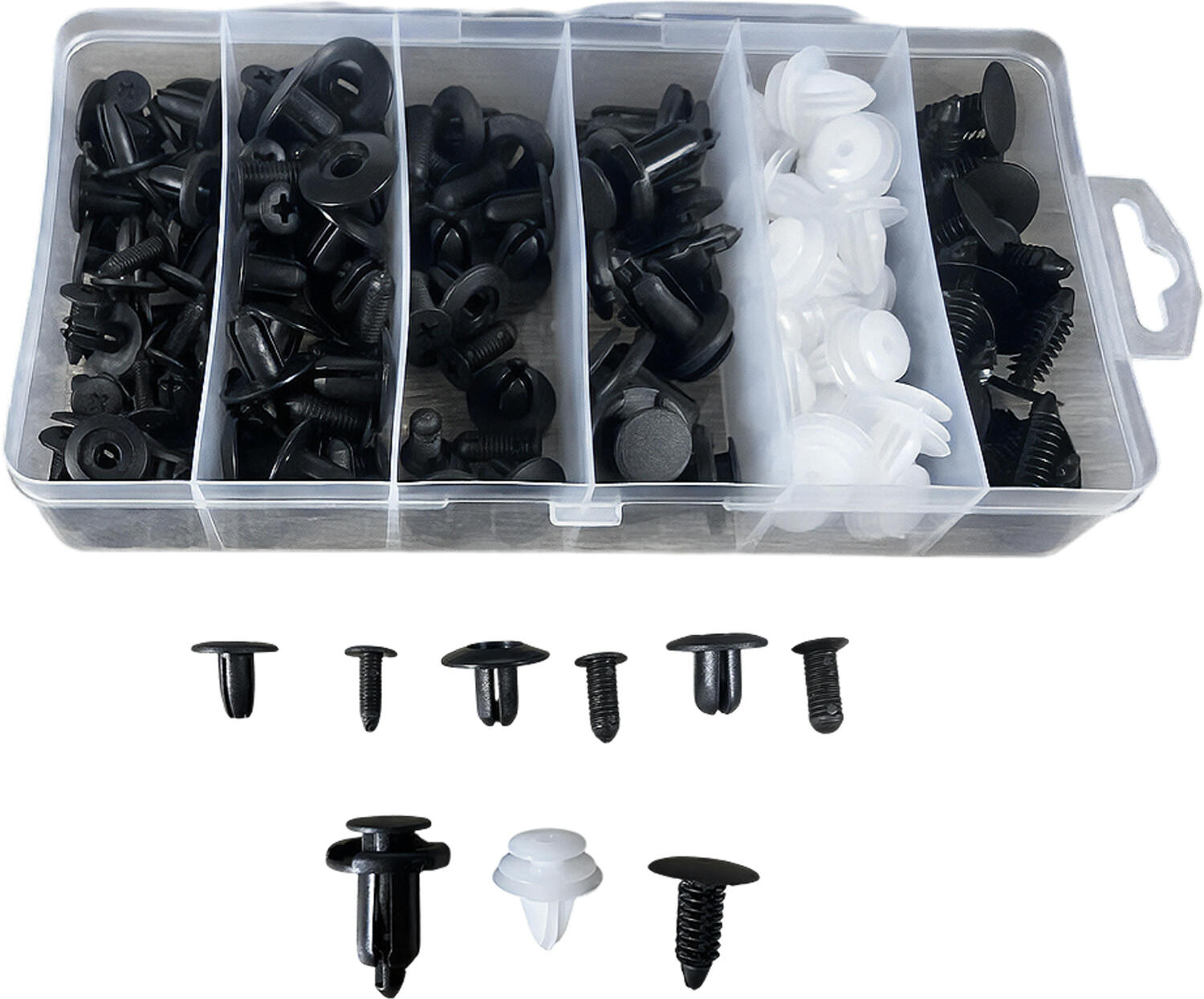 Комплект Poputchik инструменты для снятия обшивки + автомобильные клипсы 100шт (24-144/CG100) фото