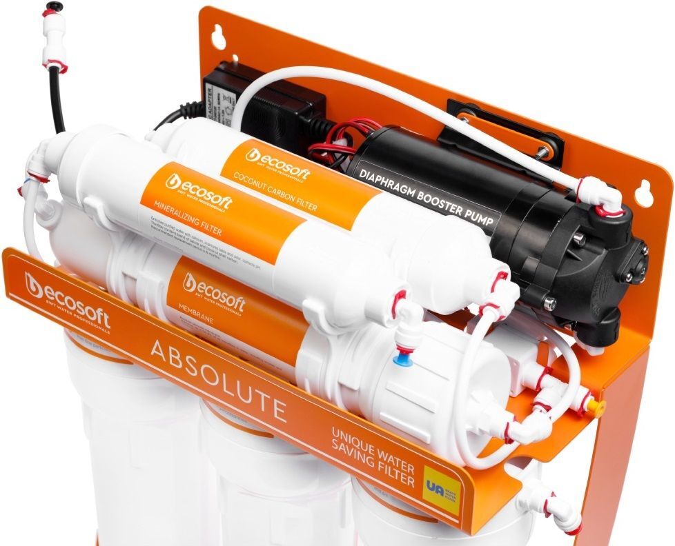 Фільтр зворотного осмосу Ecosoft Absolute з мінералізатором та помпою на станині (MO675MPSECO)фото
