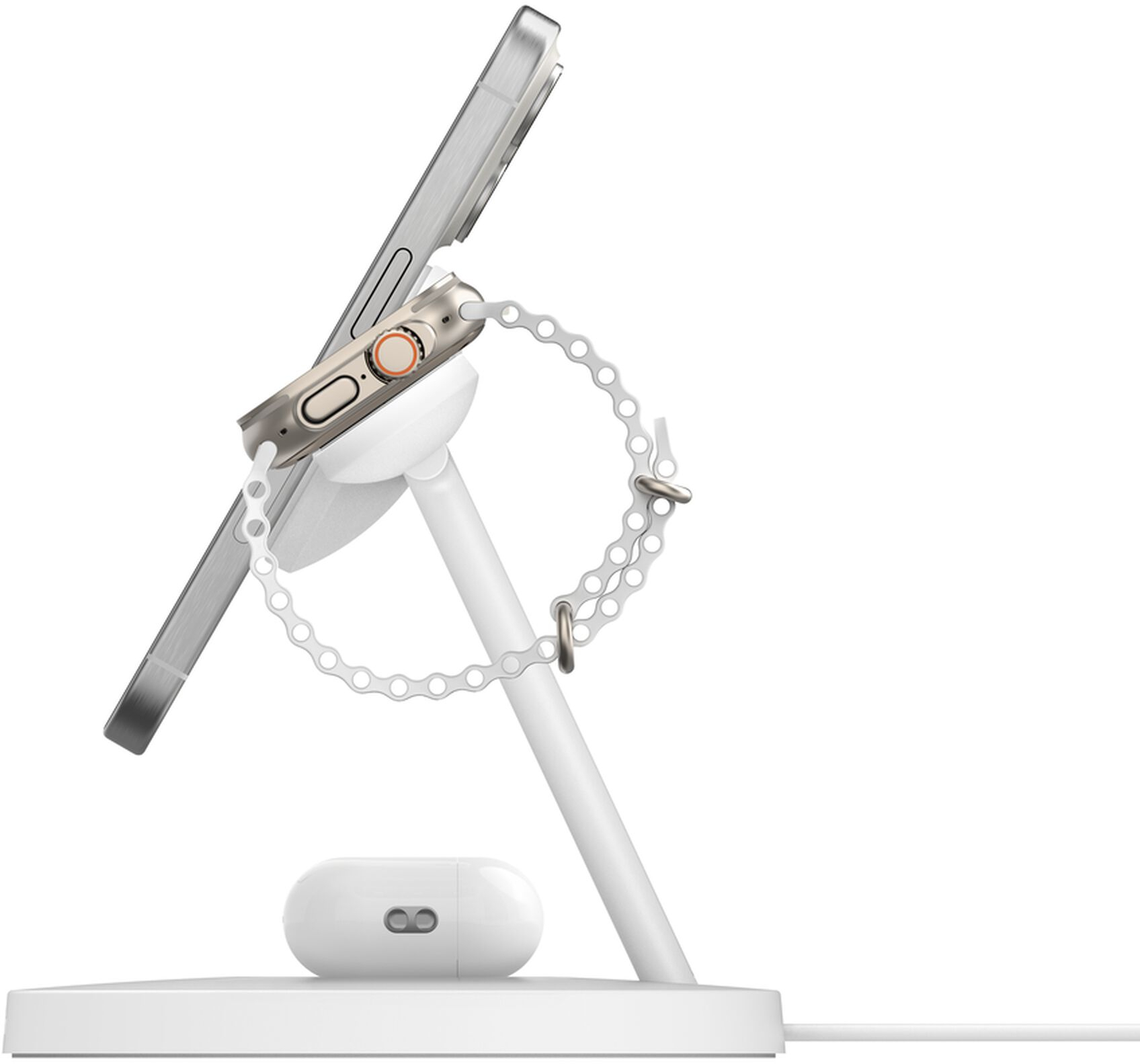 Бездротовий зарядний пристрій Belkin 3in1 Stand Qi2 15Вт, White (WIZ032KQWH)фото2