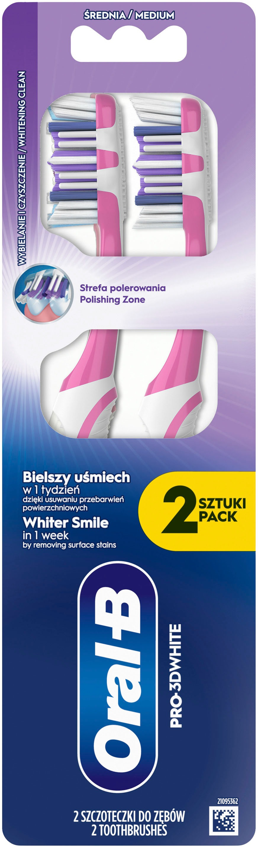 Зубна щітка ORAL-B 3D White відбілювання 40 cередня 2штфото2