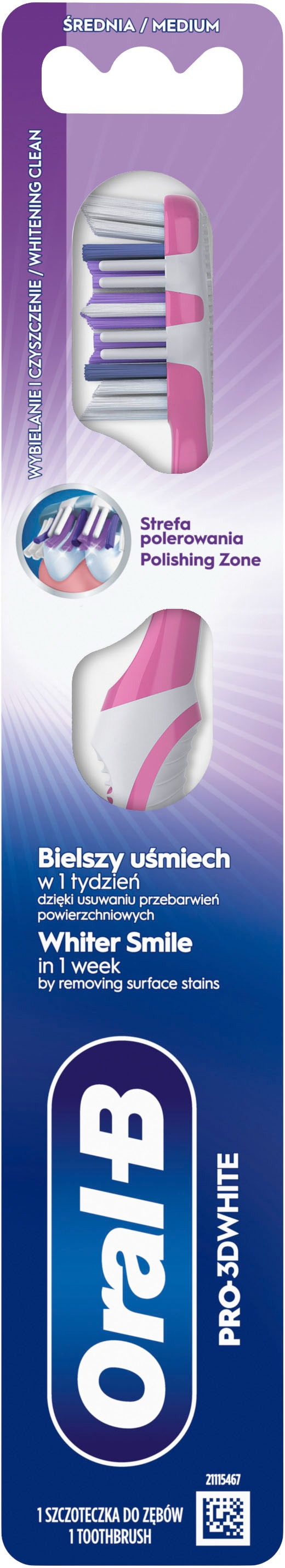 Зубная щетка ORAL-B 3D White отбеливание 42 cредняя 1шт фото 2