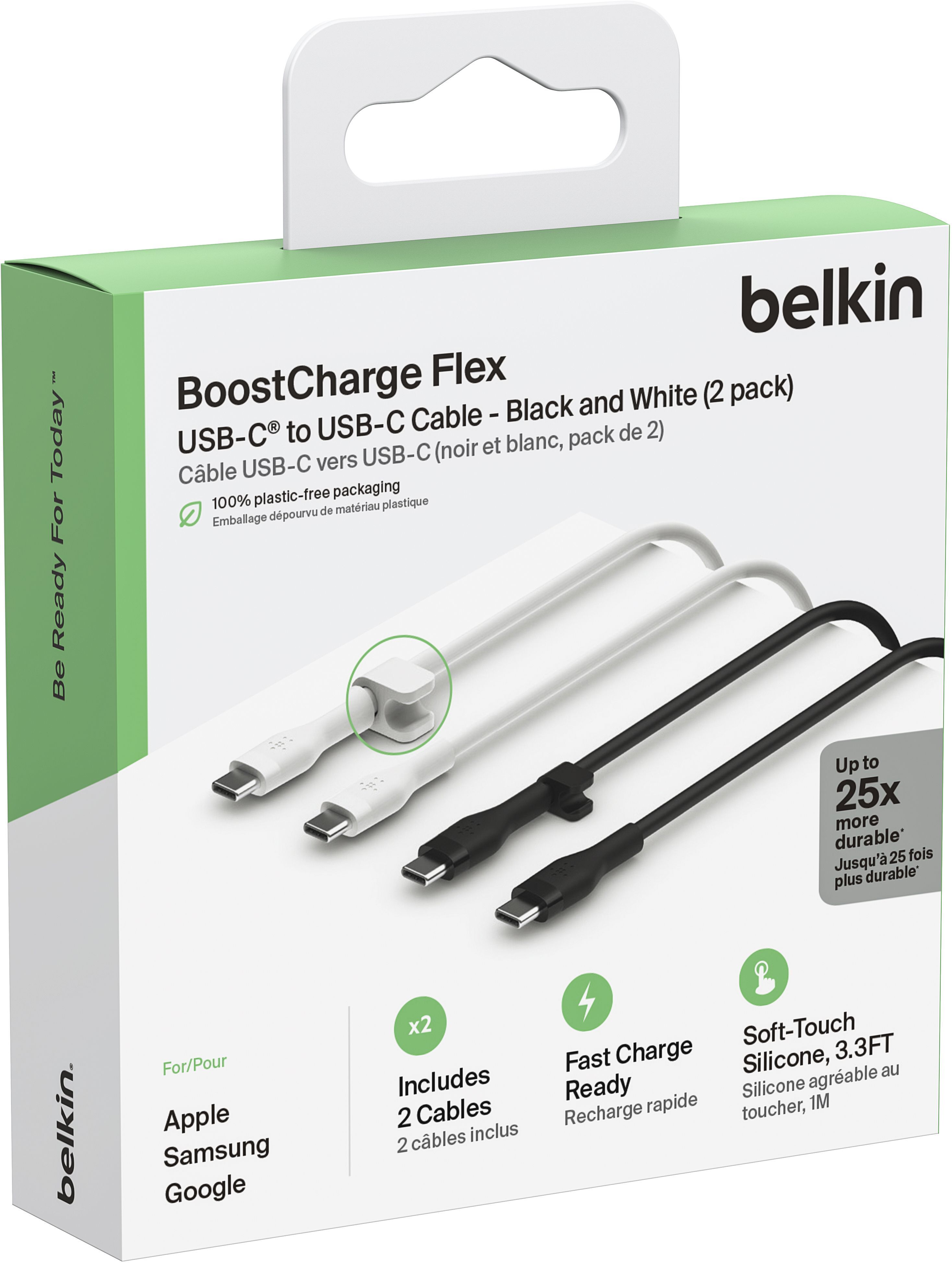 Кабель Belkin Type-C - Type-C, Data/Charge, 60Вт, 1м, (2 Pack) (CAB009BT1MBW2PK)фото7