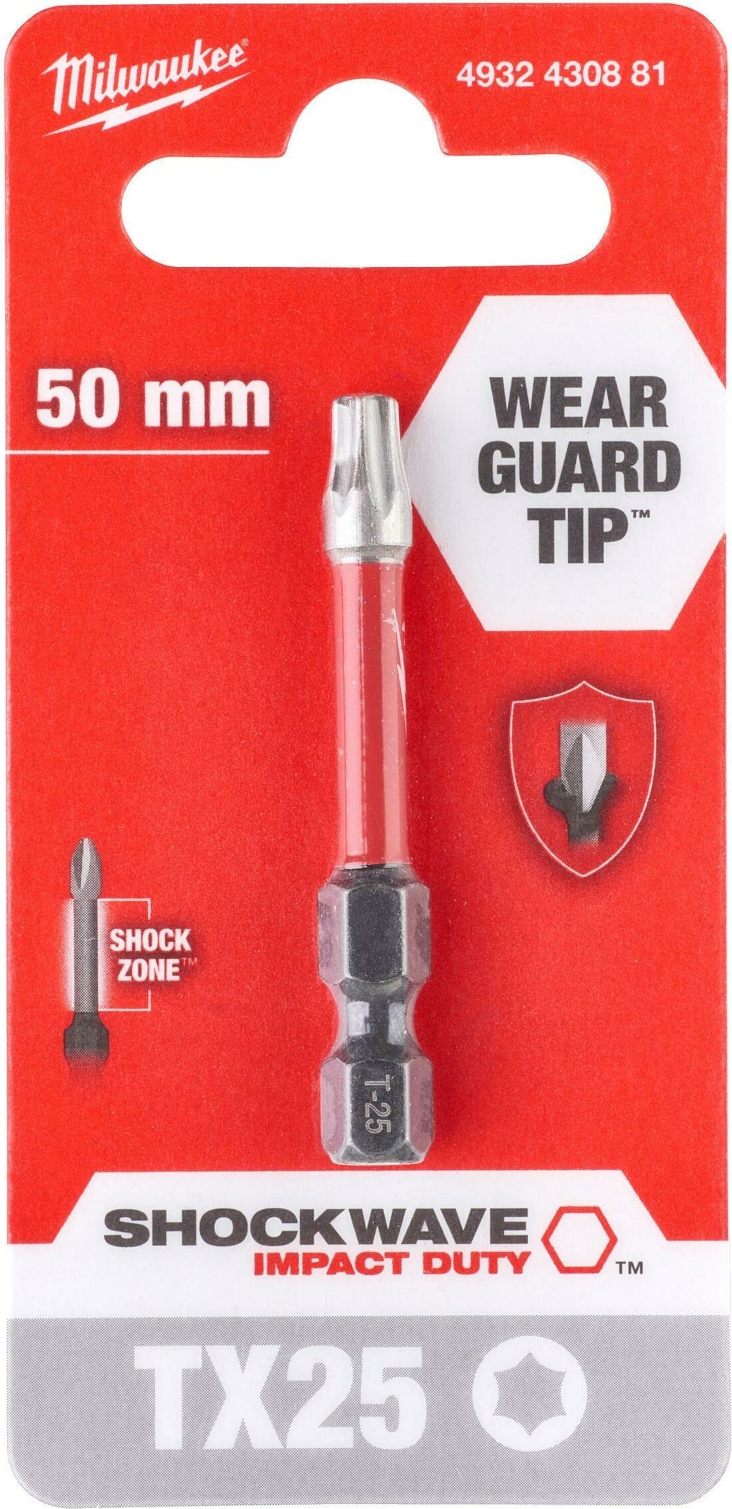 Біта Milwaukee Shockwave, Torx T25х50мм (4932430881)фото