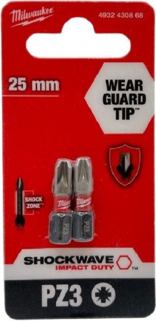 Набір біт Milwaukee Shockwave PZ3х25мм, 2шт (4932430868)фото5